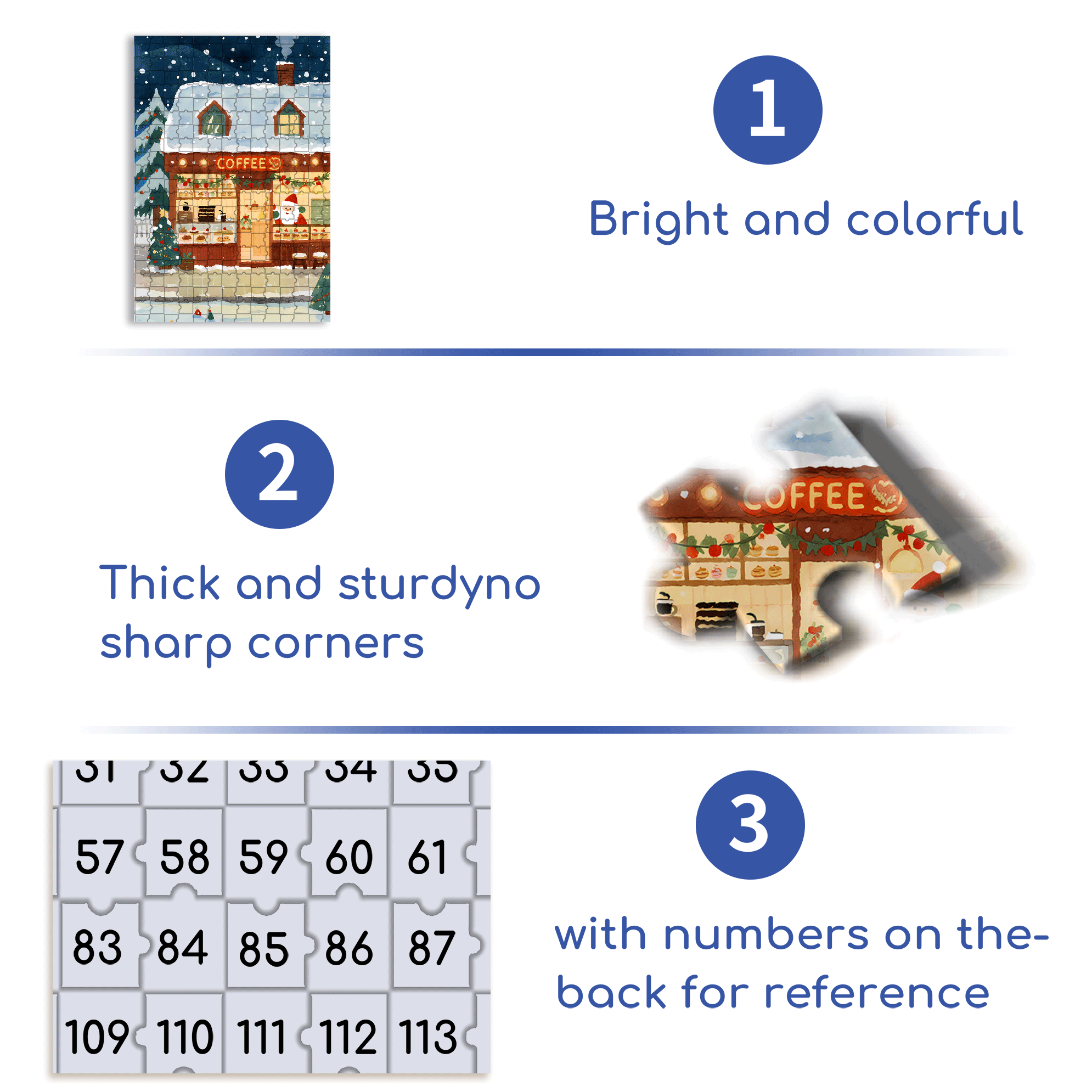 Christmas Coffee Shop 500pcs/1000pcs Jigsaw Puzzle, Scratch-Resistant, Interactive Family Game & Brain-Boosting DIY Decor, Perfect for Halloween, Christmas & New Year Gifts, Family Puzzle Game