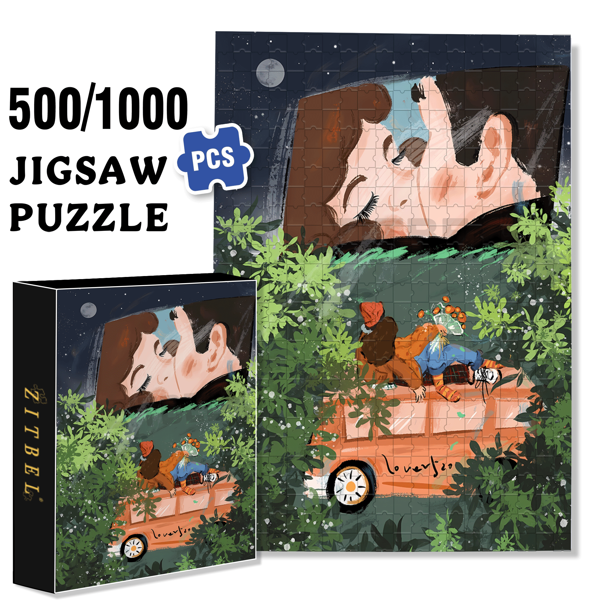 Creating Romance 500pcs/1000pcs Jigsaw Puzzle, Scratch-Resistant, Interactive Family Game & Brain-Boosting DIY Decor, Perfect for Halloween, Christmas & New Year Gifts, Family Puzzle Game