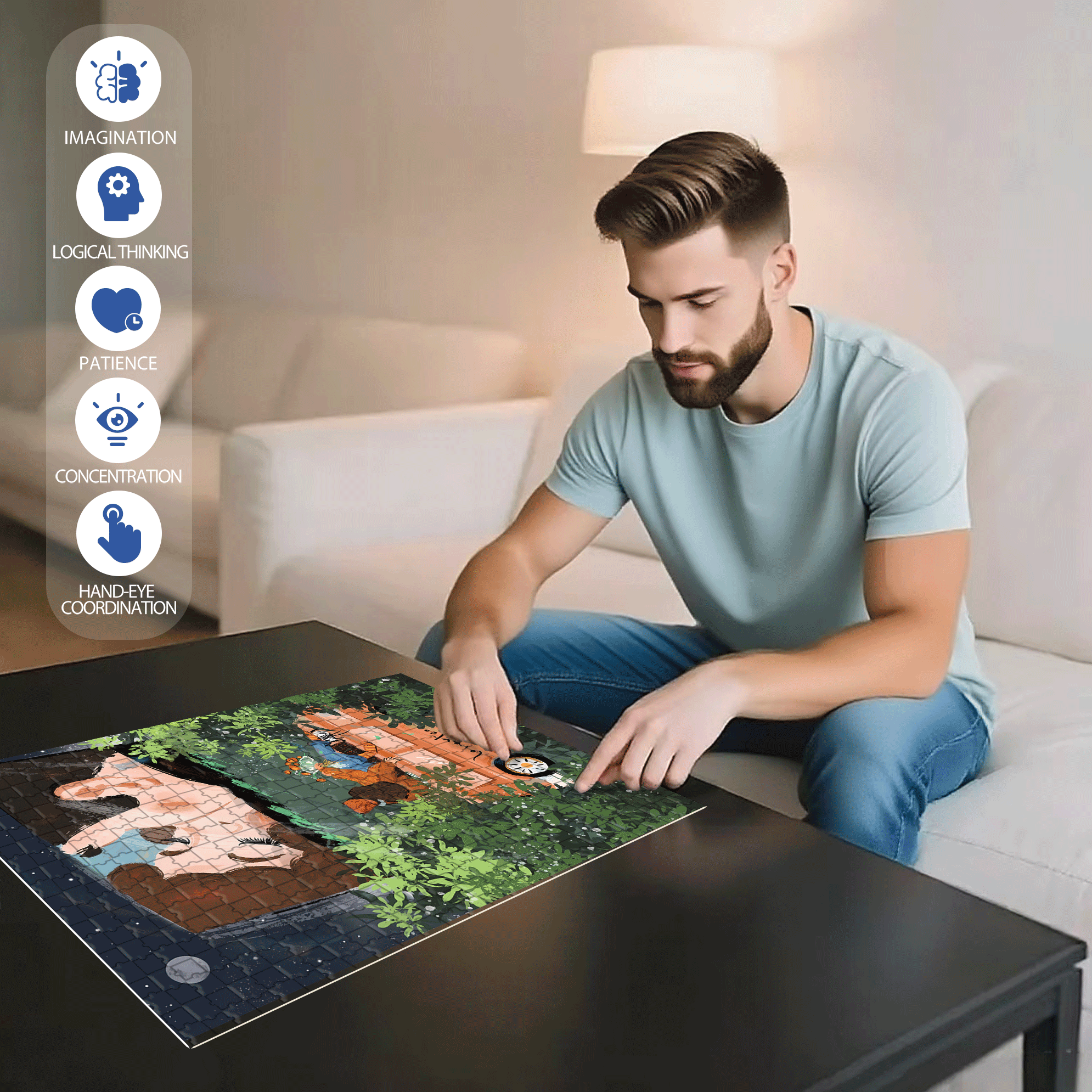 Creating Romance 500pcs/1000pcs Jigsaw Puzzle, Scratch-Resistant, Interactive Family Game & Brain-Boosting DIY Decor, Perfect for Halloween, Christmas & New Year Gifts, Family Puzzle Game
