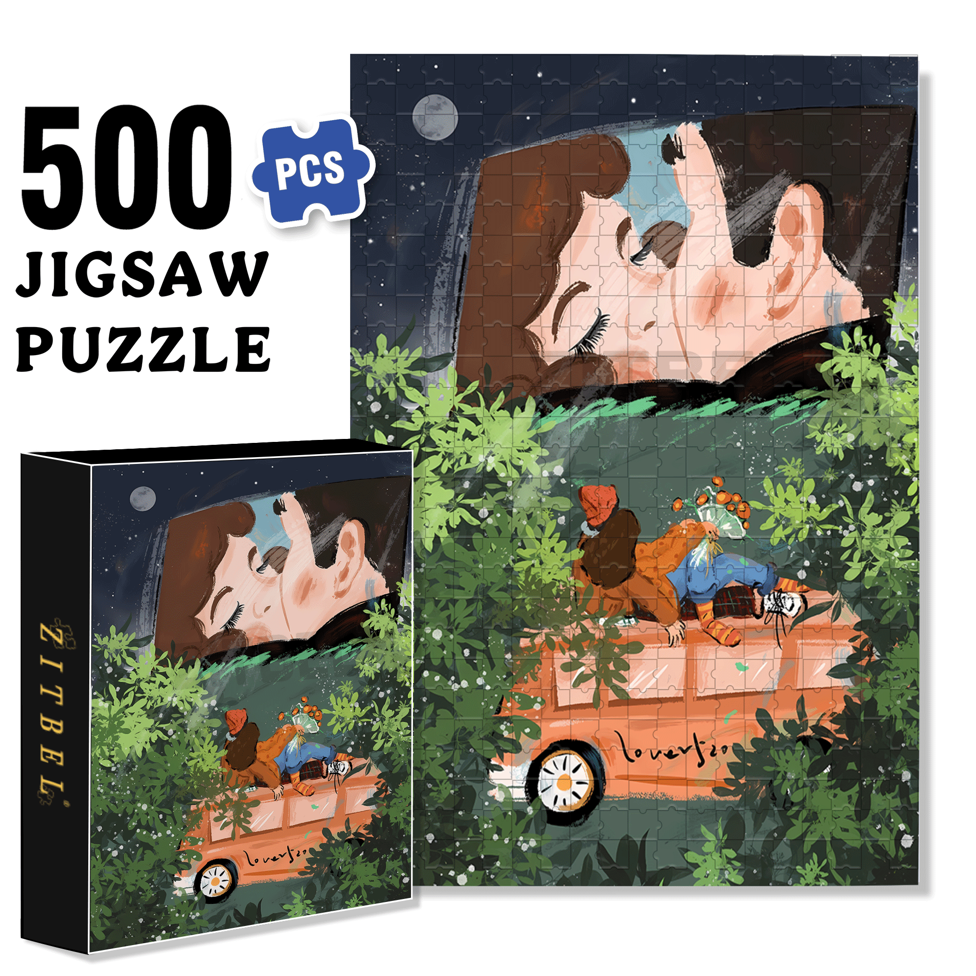 Creating Romance 500pcs/1000pcs Jigsaw Puzzle, Scratch-Resistant, Interactive Family Game & Brain-Boosting DIY Decor, Perfect for Halloween, Christmas & New Year Gifts, Family Puzzle Game