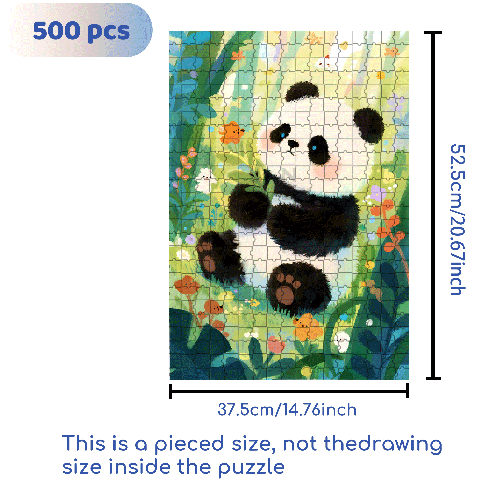 Cute Panda 2 500pcs/1000pcs Jigsaw Puzzle, Scratch-Resistant, Interactive Family Game & Brain-Boosting DIY Decor, Perfect for Halloween, Christmas & New Year Gifts, Family Puzzle Game