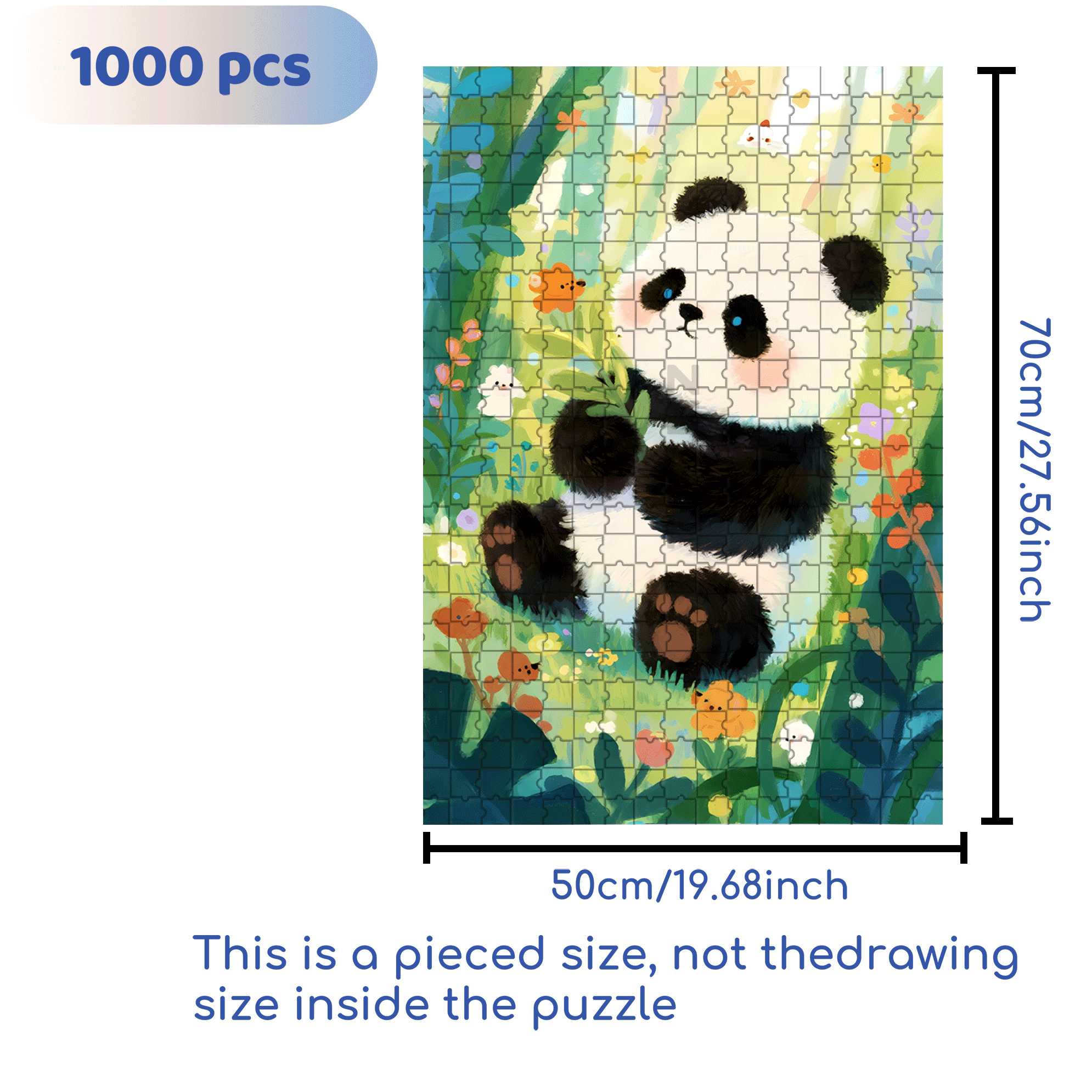 Cute Panda 2 500pcs/1000pcs Jigsaw Puzzle, Scratch-Resistant, Interactive Family Game & Brain-Boosting DIY Decor, Perfect for Halloween, Christmas & New Year Gifts, Family Puzzle Game