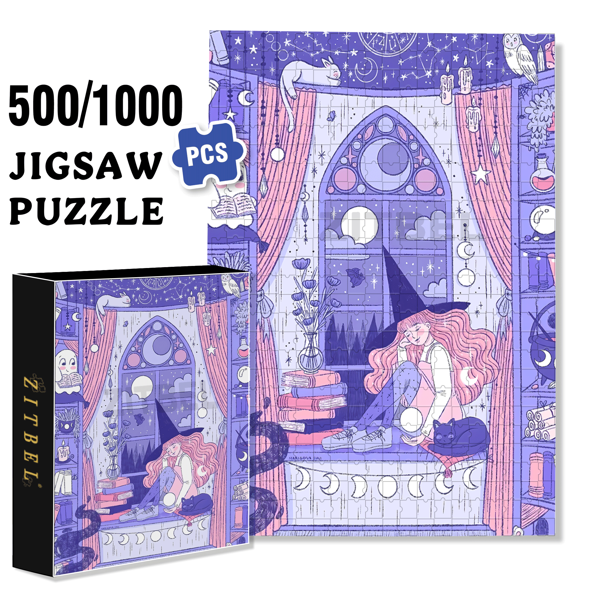 Diary Of An Apprentice Witch's Life 10 500pcs/1000pcs Jigsaw Puzzle, Scratch-Resistant, Interactive Family Game & Brain-Boosting DIY Decor, Perfect for Halloween, Christmas & New Year Gifts, Family Puzzle Game