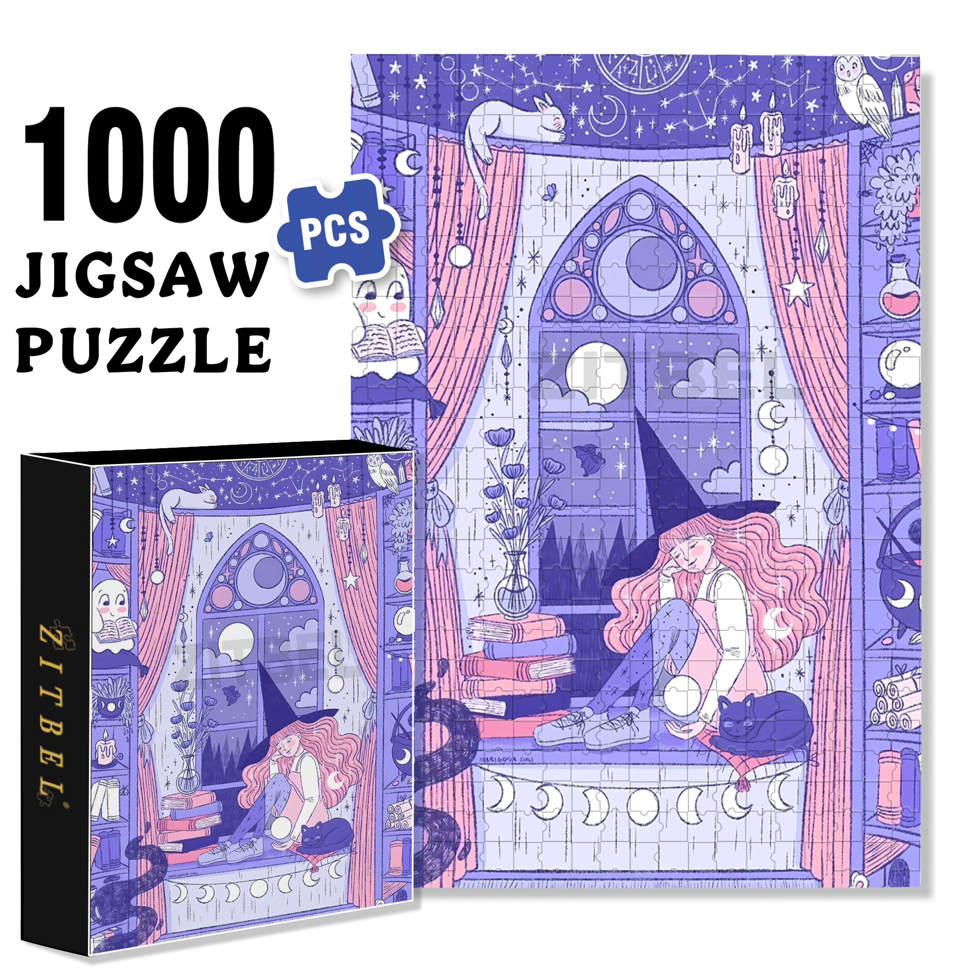 Diary Of An Apprentice Witch's Life 10 500pcs/1000pcs Jigsaw Puzzle, Scratch-Resistant, Interactive Family Game & Brain-Boosting DIY Decor, Perfect for Halloween, Christmas & New Year Gifts, Family Puzzle Game