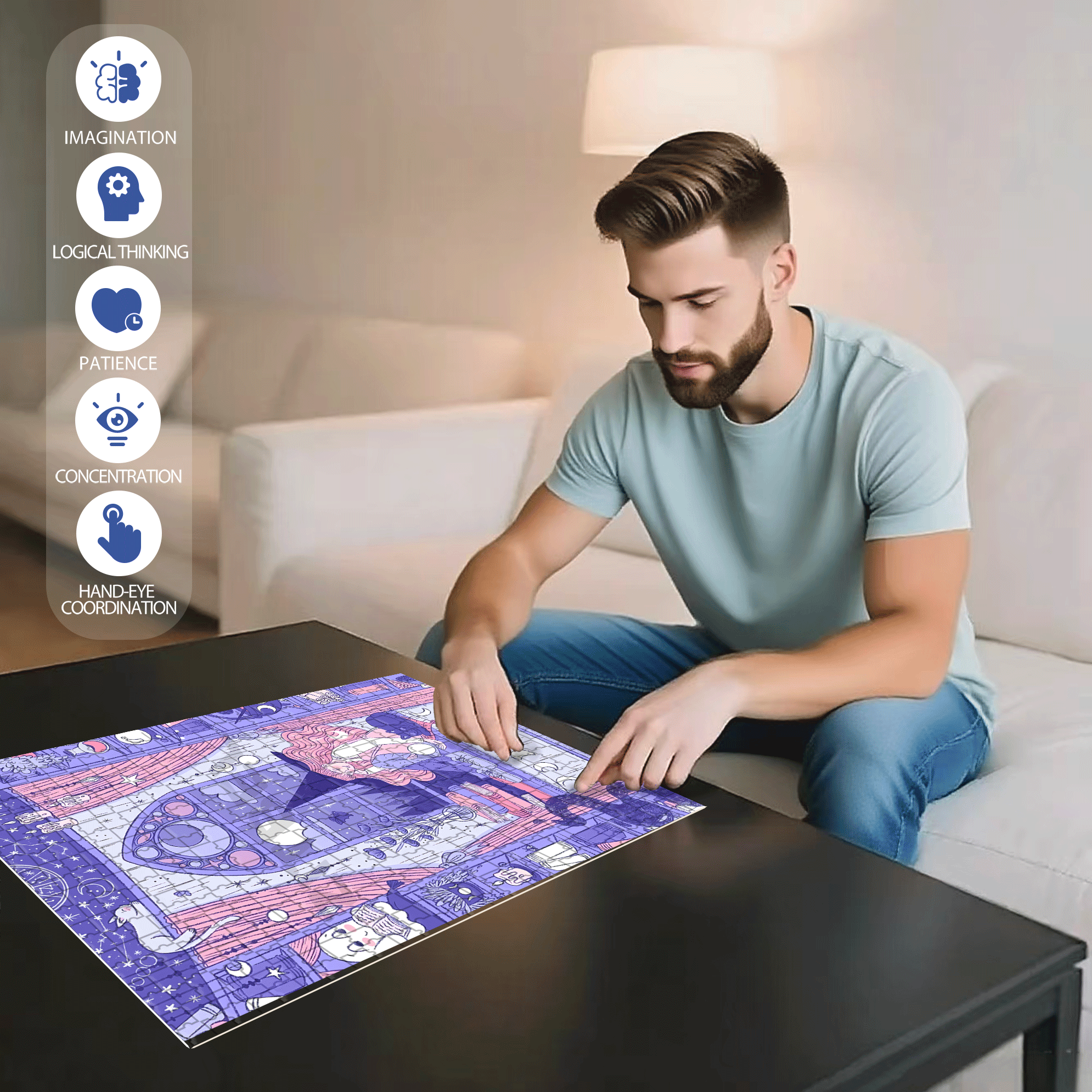 Diary Of An Apprentice Witch's Life 10 500pcs/1000pcs Jigsaw Puzzle, Scratch-Resistant, Interactive Family Game & Brain-Boosting DIY Decor, Perfect for Halloween, Christmas & New Year Gifts, Family Puzzle Game