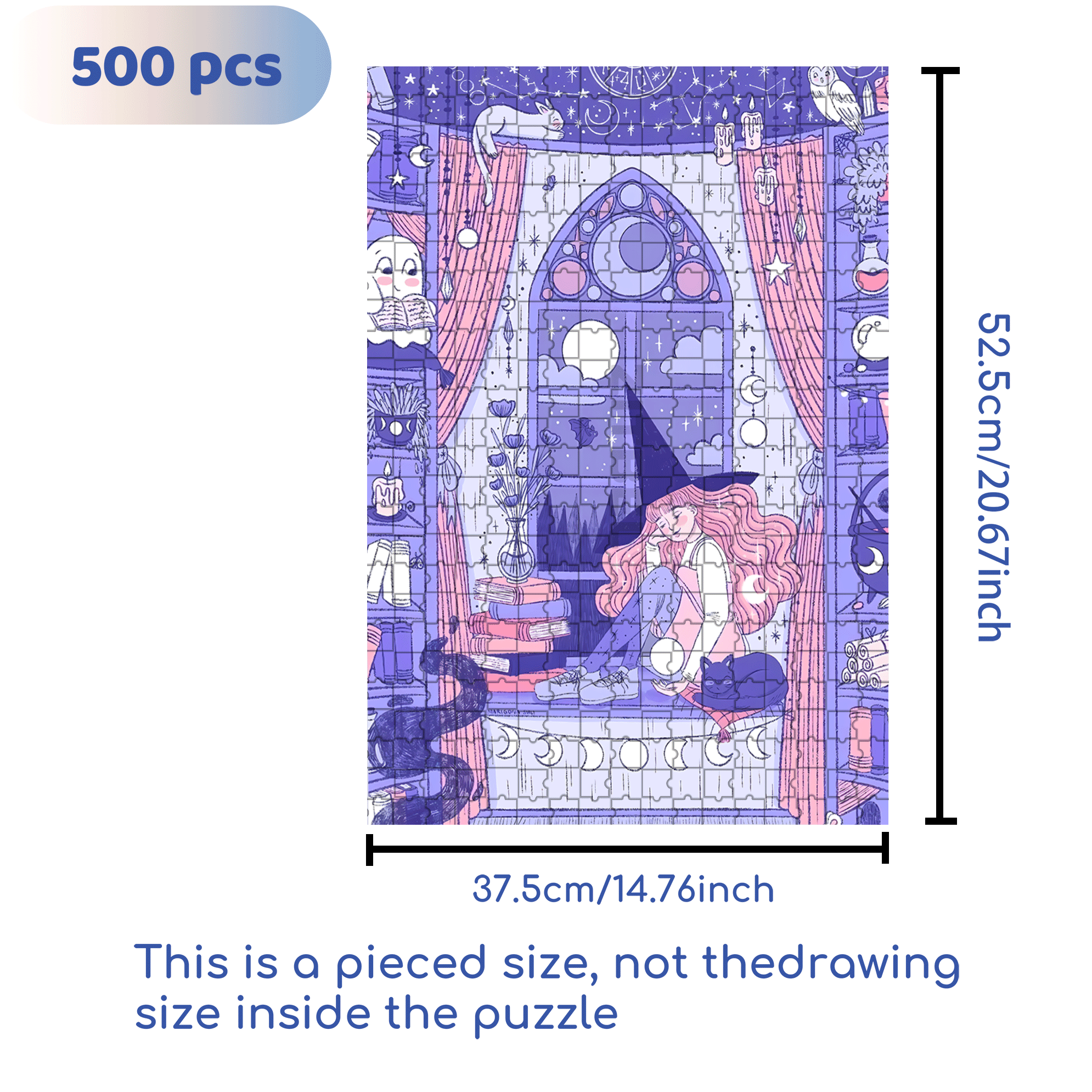 Diary Of An Apprentice Witch's Life 10 500pcs/1000pcs Jigsaw Puzzle, Scratch-Resistant, Interactive Family Game & Brain-Boosting DIY Decor, Perfect for Halloween, Christmas & New Year Gifts, Family Puzzle Game