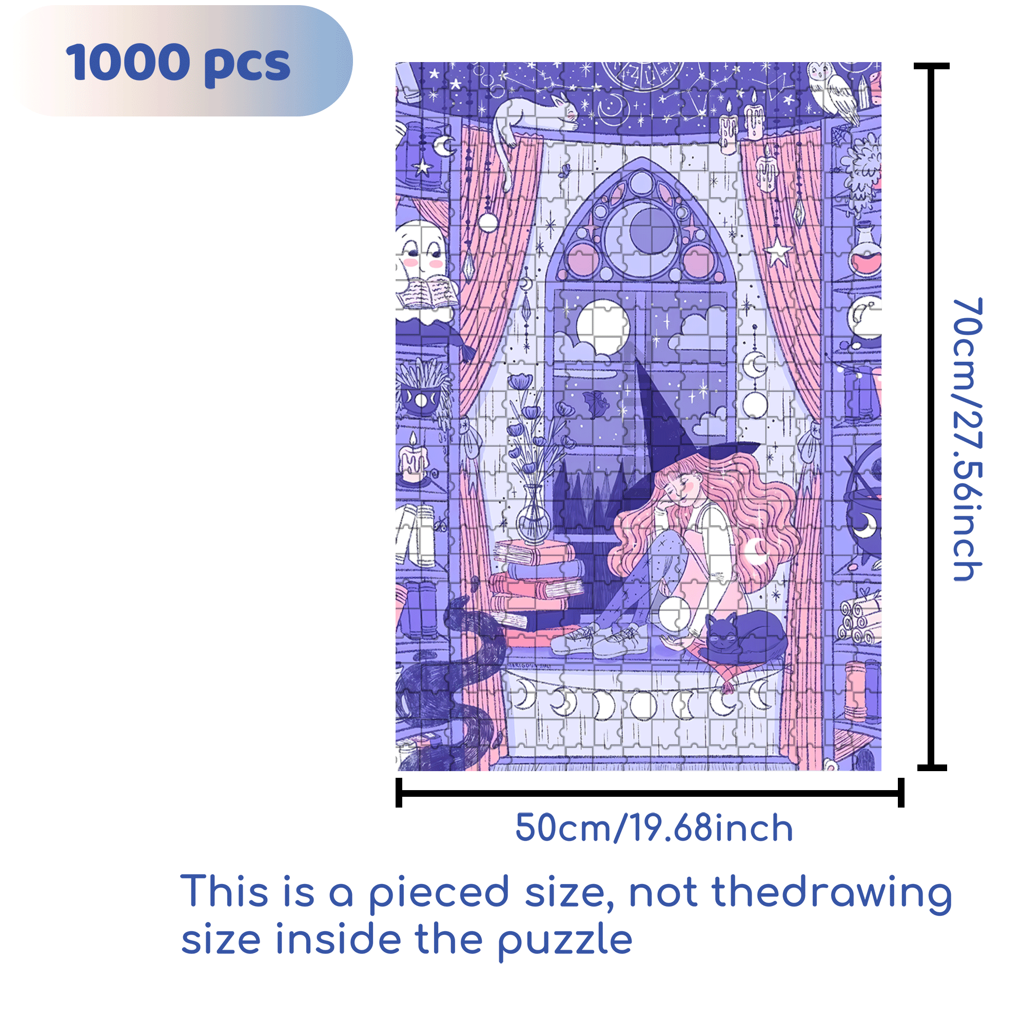 Diary Of An Apprentice Witch's Life 10 500pcs/1000pcs Jigsaw Puzzle, Scratch-Resistant, Interactive Family Game & Brain-Boosting DIY Decor, Perfect for Halloween, Christmas & New Year Gifts, Family Puzzle Game