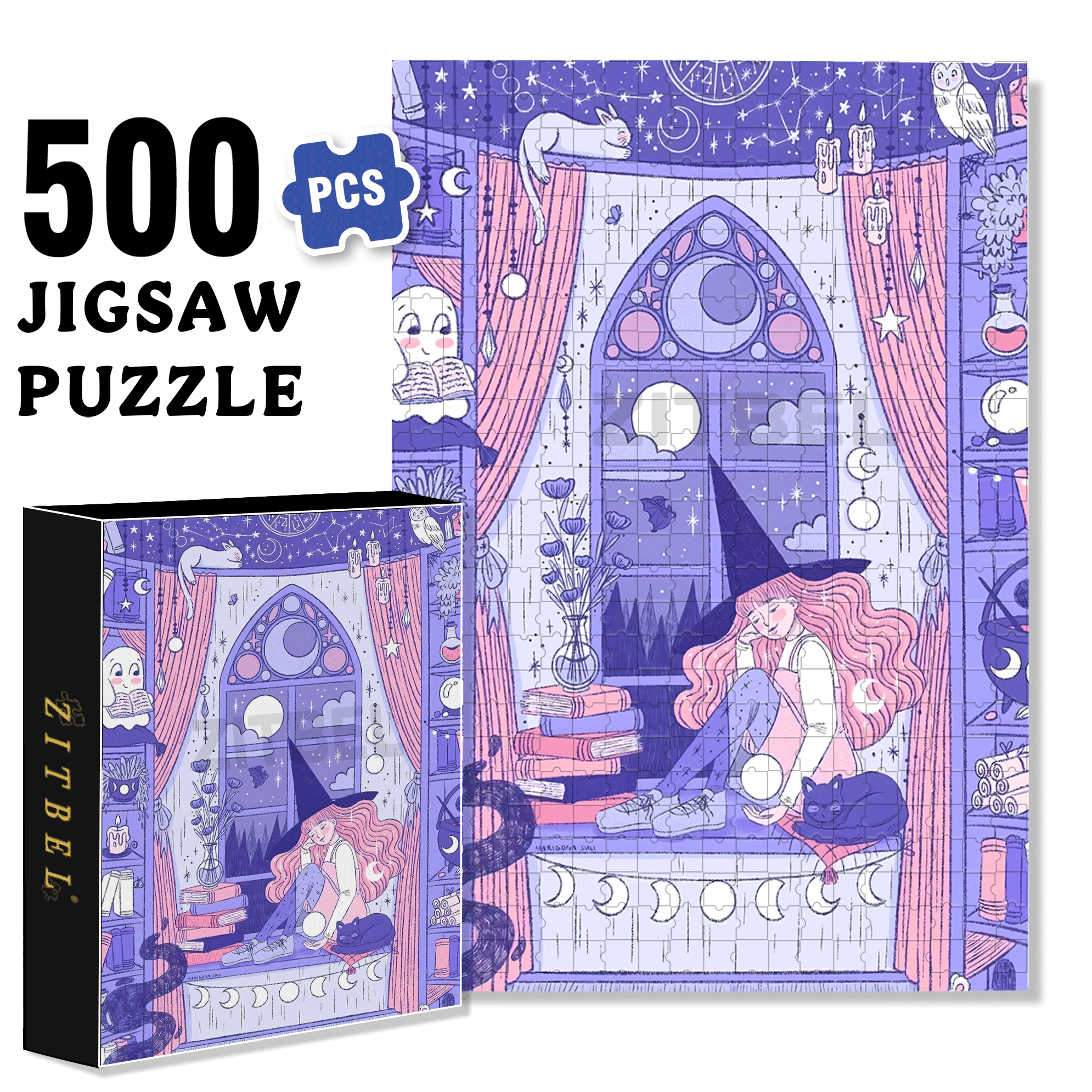 Diary Of An Apprentice Witch's Life 10 500pcs/1000pcs Jigsaw Puzzle, Scratch-Resistant, Interactive Family Game & Brain-Boosting DIY Decor, Perfect for Halloween, Christmas & New Year Gifts, Family Puzzle Game