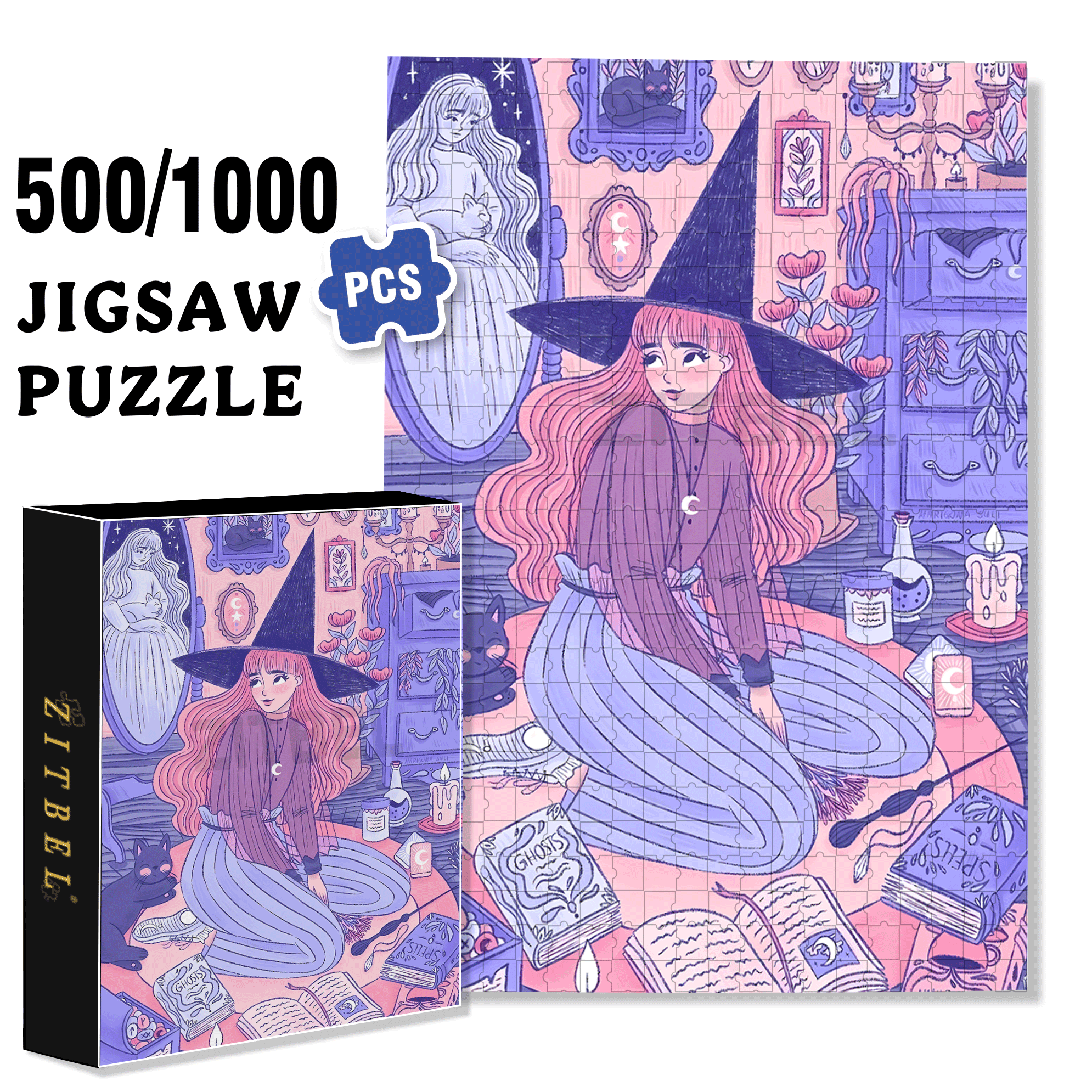 Diary Of An Apprentice Witch's Life 2 500pcs/1000pcs Jigsaw Puzzle, Scratch-Resistant, Interactive Family Game & Brain-Boosting DIY Decor, Perfect for Halloween, Christmas & New Year Gifts, Family Puzzle Game
