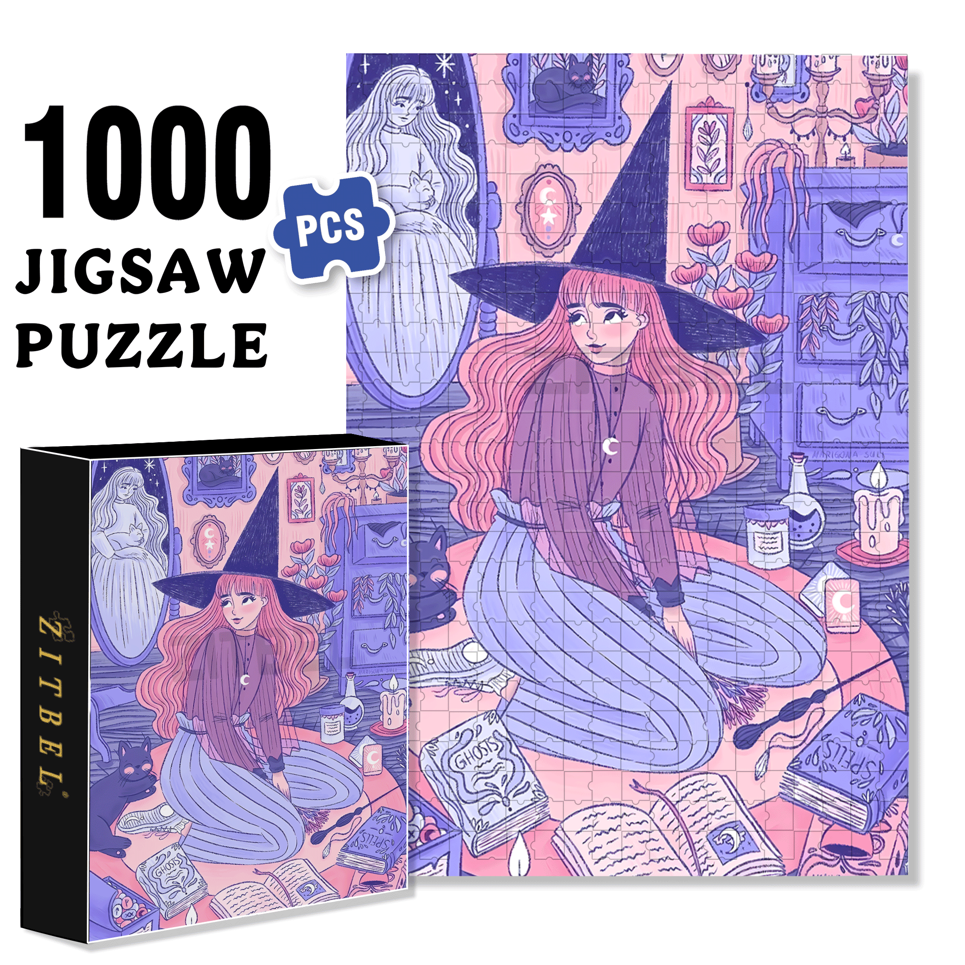 Diary Of An Apprentice Witch's Life 2 500pcs/1000pcs Jigsaw Puzzle, Scratch-Resistant, Interactive Family Game & Brain-Boosting DIY Decor, Perfect for Halloween, Christmas & New Year Gifts, Family Puzzle Game