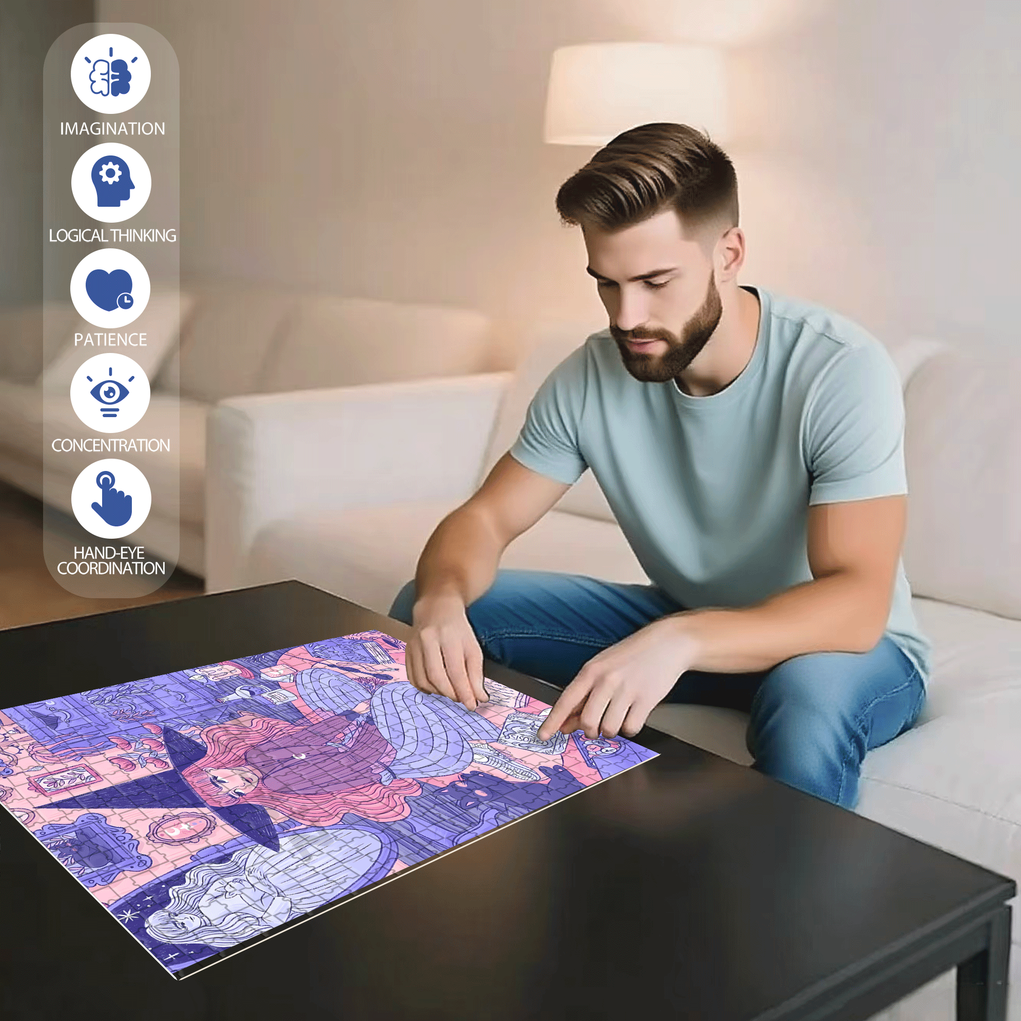 Diary Of An Apprentice Witch's Life 2 500pcs/1000pcs Jigsaw Puzzle, Scratch-Resistant, Interactive Family Game & Brain-Boosting DIY Decor, Perfect for Halloween, Christmas & New Year Gifts, Family Puzzle Game