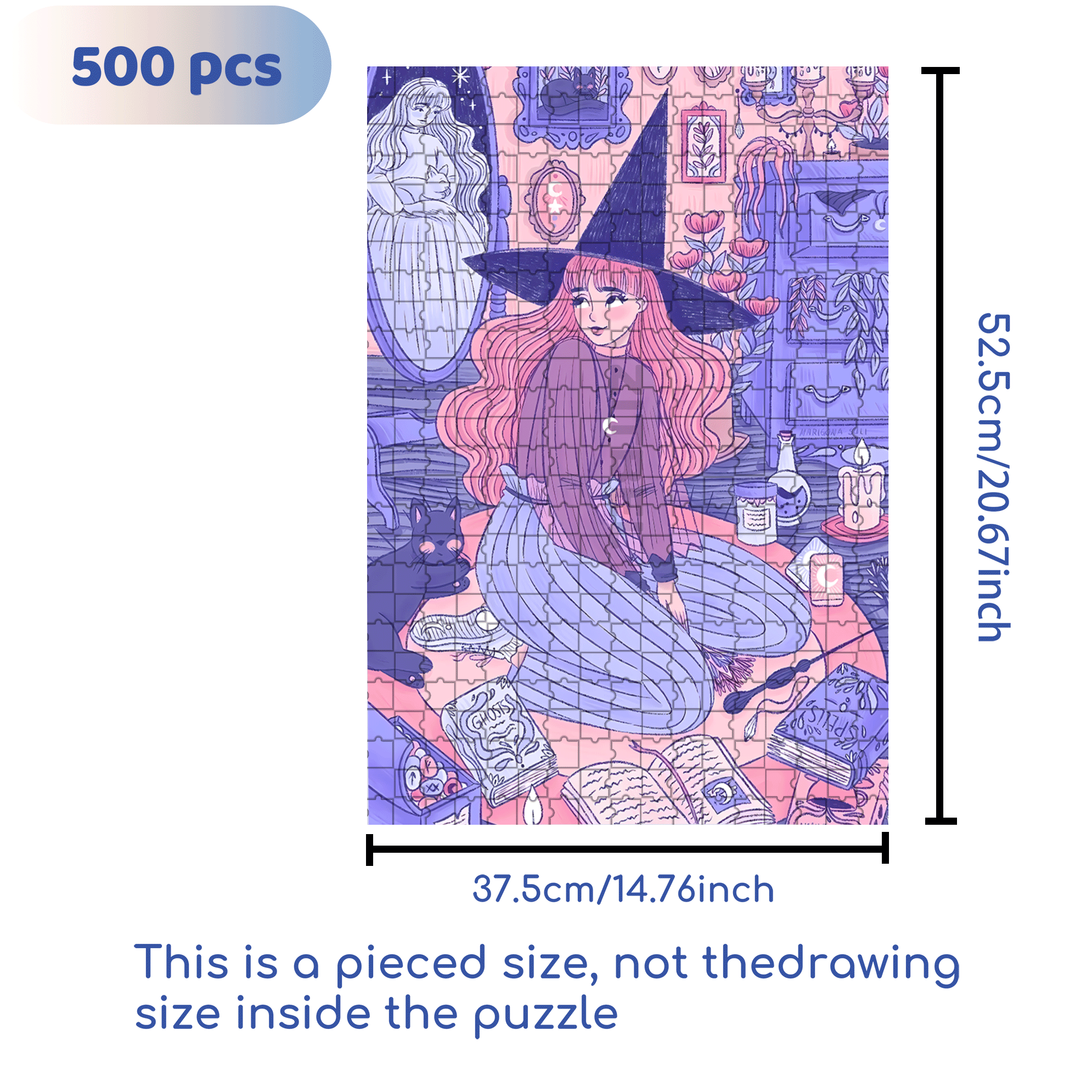 Diary Of An Apprentice Witch's Life 2 500pcs/1000pcs Jigsaw Puzzle, Scratch-Resistant, Interactive Family Game & Brain-Boosting DIY Decor, Perfect for Halloween, Christmas & New Year Gifts, Family Puzzle Game