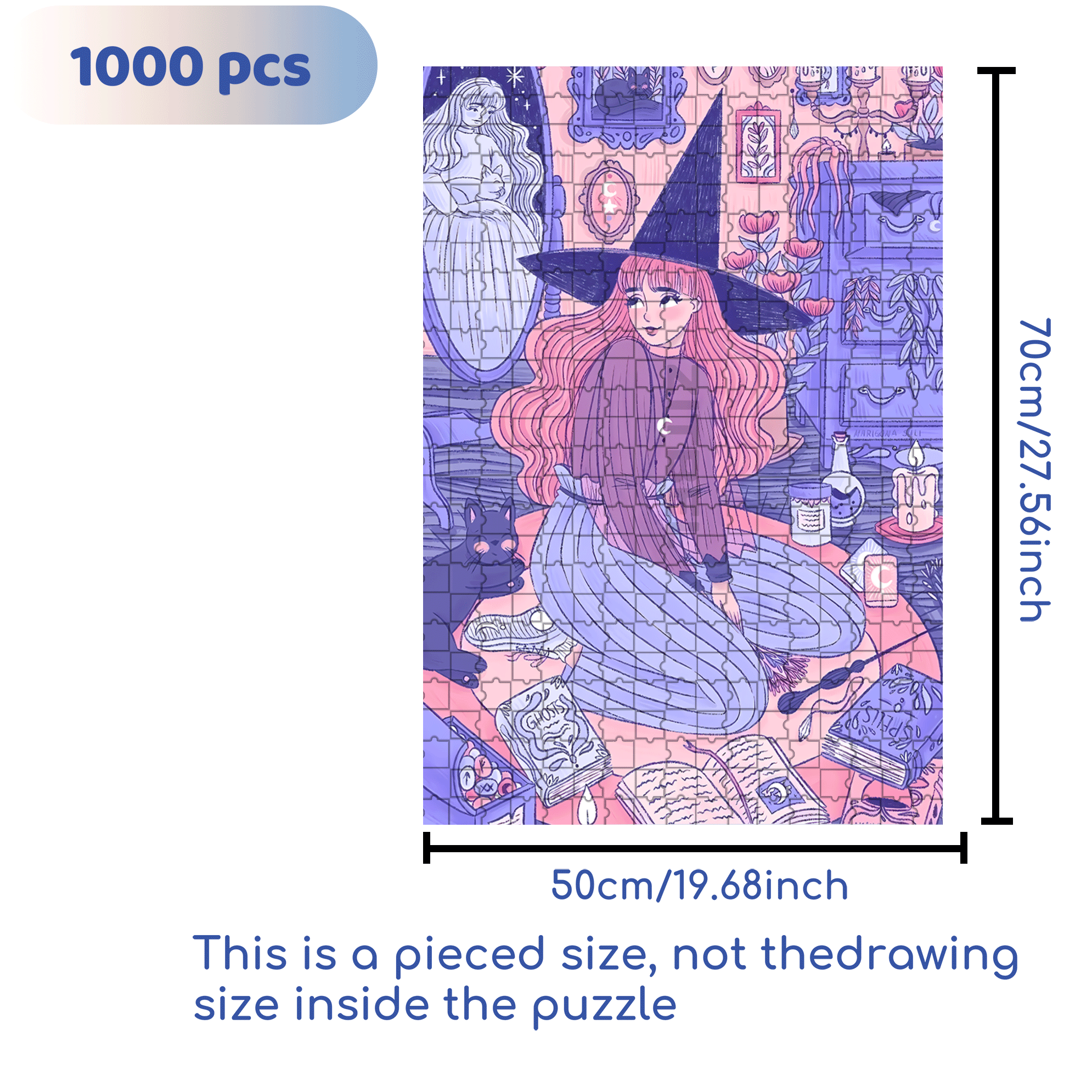 Diary Of An Apprentice Witch's Life 2 500pcs/1000pcs Jigsaw Puzzle, Scratch-Resistant, Interactive Family Game & Brain-Boosting DIY Decor, Perfect for Halloween, Christmas & New Year Gifts, Family Puzzle Game