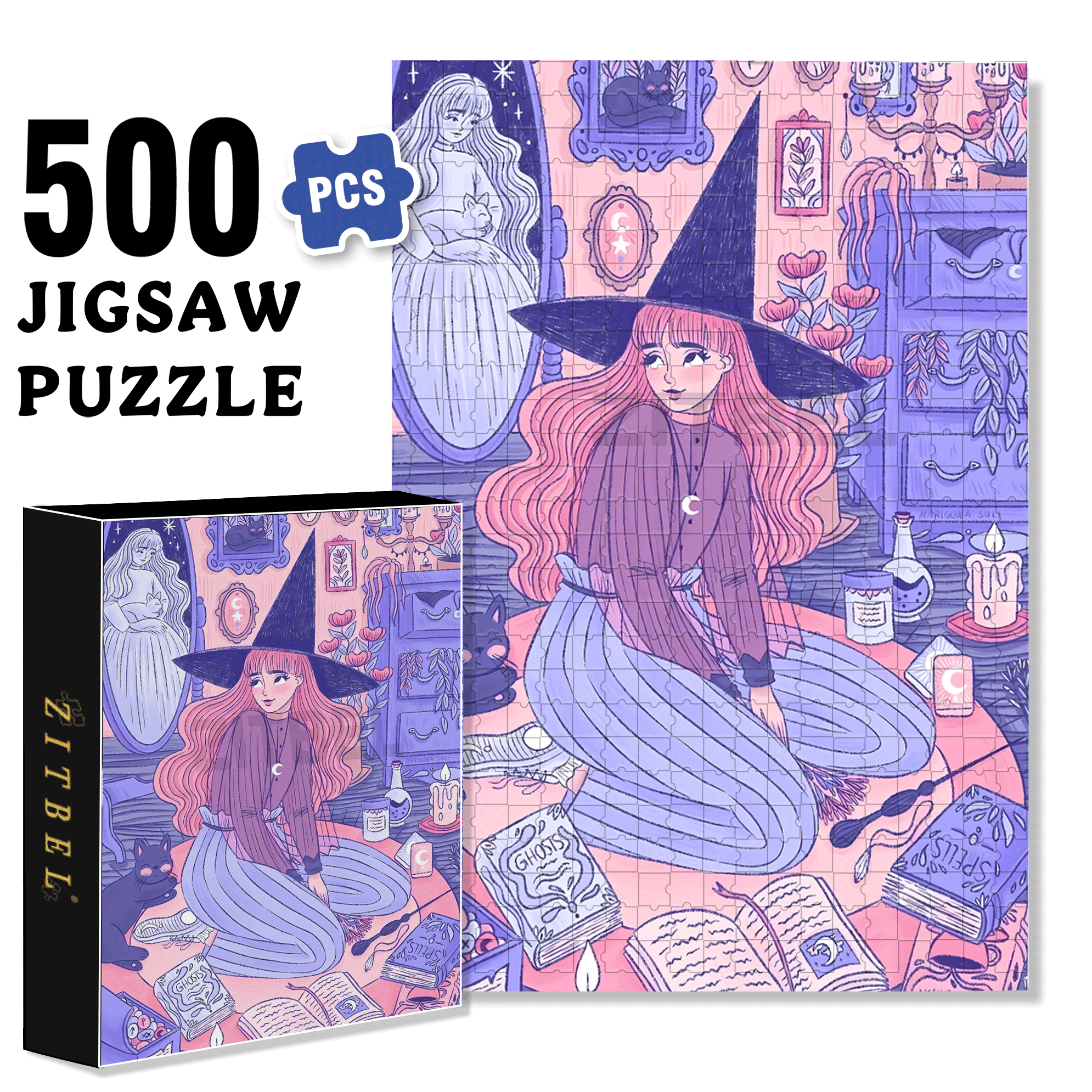 Diary Of An Apprentice Witch's Life 2 500pcs/1000pcs Jigsaw Puzzle, Scratch-Resistant, Interactive Family Game & Brain-Boosting DIY Decor, Perfect for Halloween, Christmas & New Year Gifts, Family Puzzle Game
