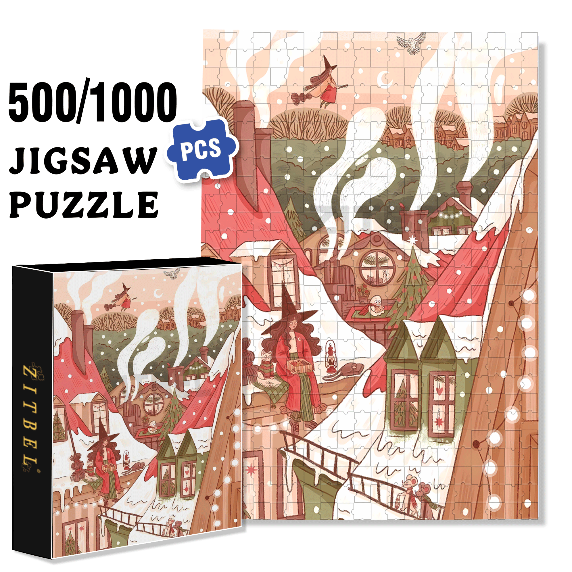 Diary Of An Apprentice Witch's Life 5 500pcs/1000pcs Jigsaw Puzzle, Scratch-Resistant, Interactive Family Game & Brain-Boosting DIY Decor, Perfect for Halloween, Christmas & New Year Gifts, Family Puzzle Game