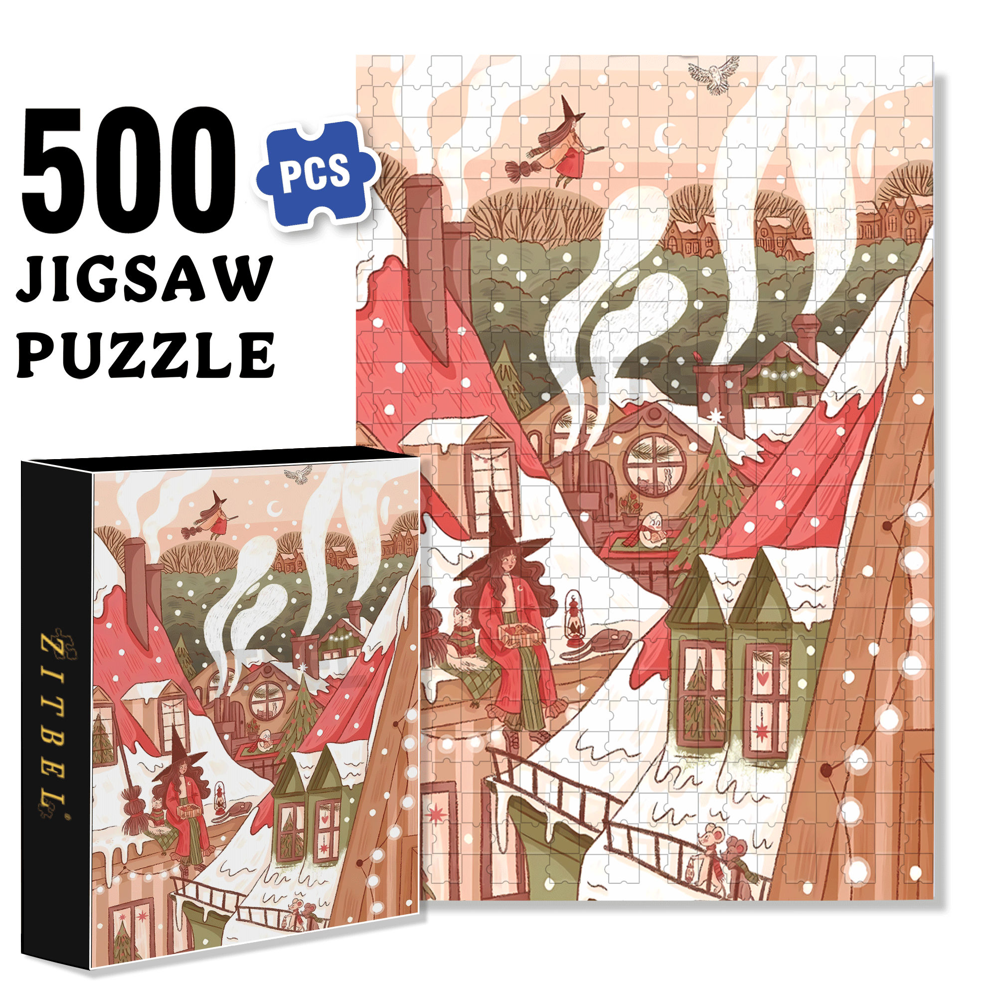 Diary Of An Apprentice Witch's Life 5 500pcs/1000pcs Jigsaw Puzzle, Scratch-Resistant, Interactive Family Game & Brain-Boosting DIY Decor, Perfect for Halloween, Christmas & New Year Gifts, Family Puzzle Game
