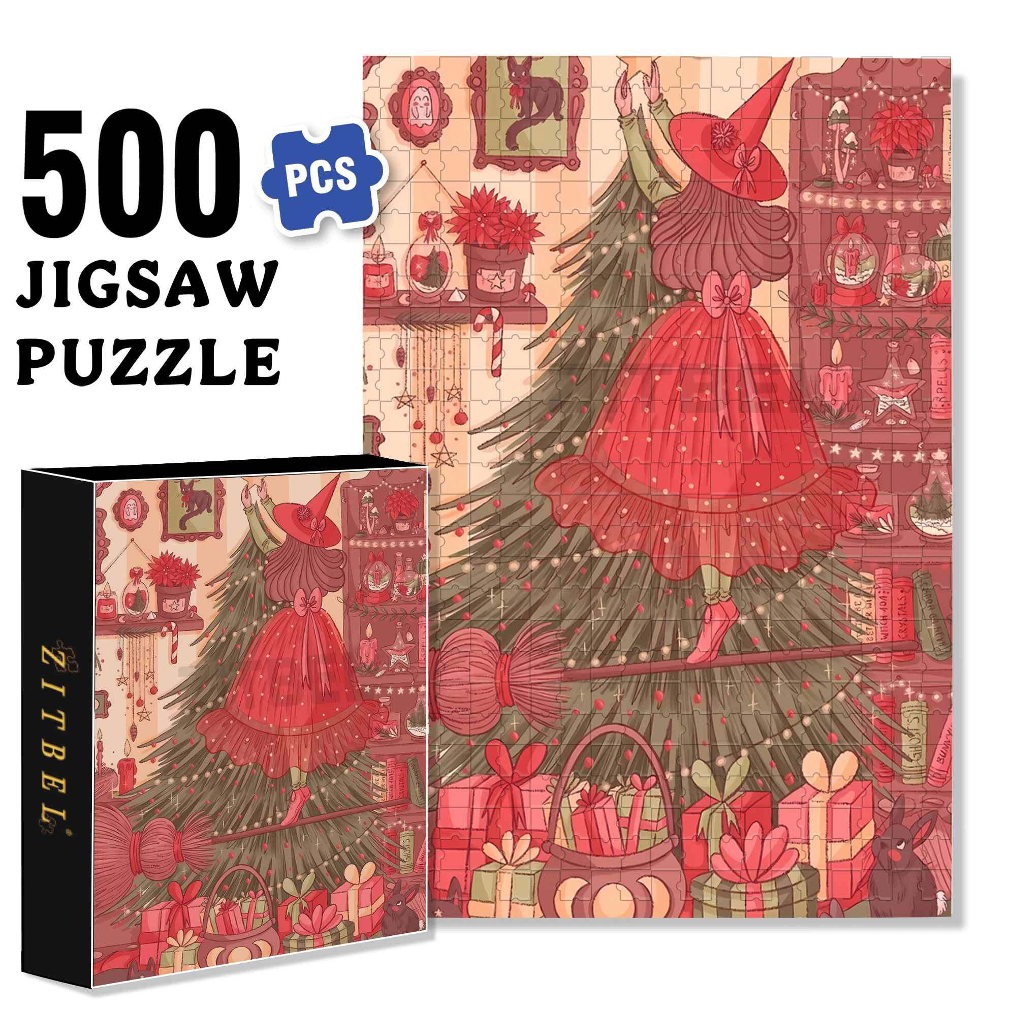 Diary Of An Apprentice Witch's Life 7 500pcs/1000pcs Jigsaw Puzzle, Scratch-Resistant, Interactive Family Game & Brain-Boosting DIY Decor, Perfect for Halloween, Christmas & New Year Gifts, Family Puzzle Game