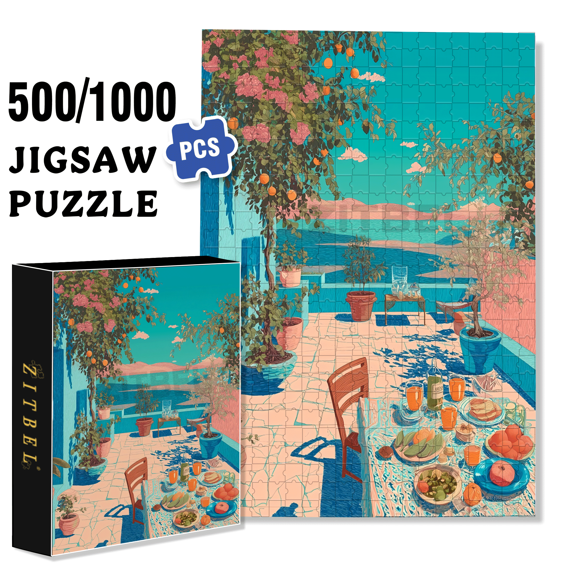 Enjoy The Sunshine 2 500pcs/1000pcs Jigsaw Puzzle, Scratch-Resistant, Interactive Family Game & Brain-Boosting DIY Decor, Perfect for Halloween, Christmas & New Year Gifts, Family Puzzle Game