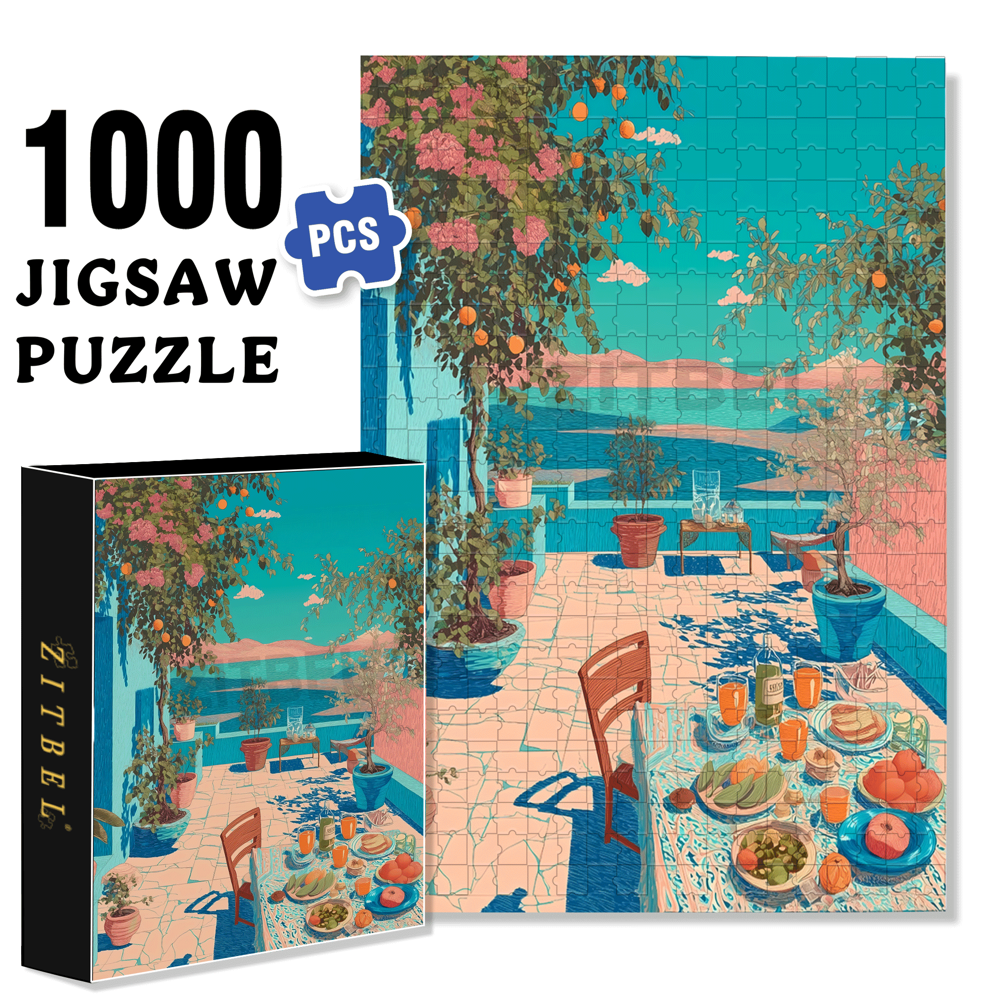 Enjoy The Sunshine 2 500pcs/1000pcs Jigsaw Puzzle, Scratch-Resistant, Interactive Family Game & Brain-Boosting DIY Decor, Perfect for Halloween, Christmas & New Year Gifts, Family Puzzle Game