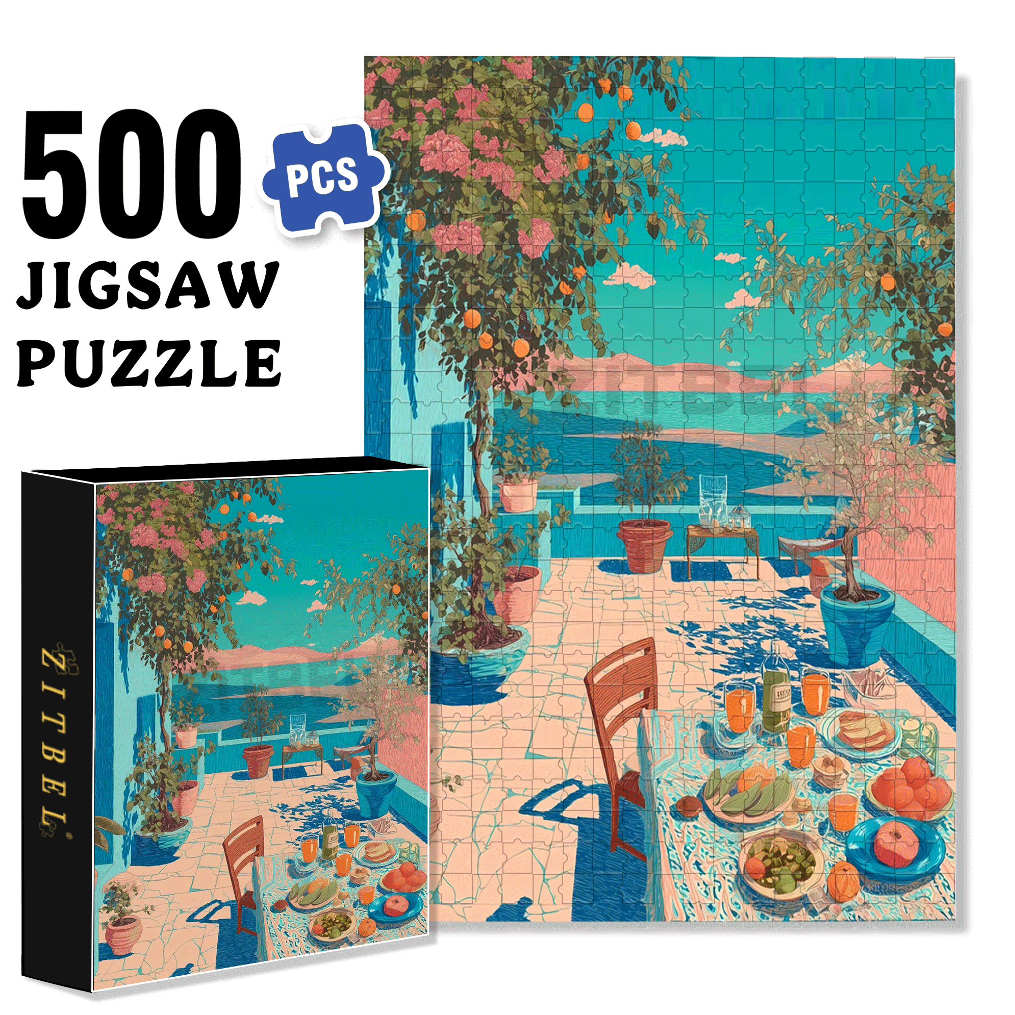 Enjoy The Sunshine 2 500pcs/1000pcs Jigsaw Puzzle, Scratch-Resistant, Interactive Family Game & Brain-Boosting DIY Decor, Perfect for Halloween, Christmas & New Year Gifts, Family Puzzle Game