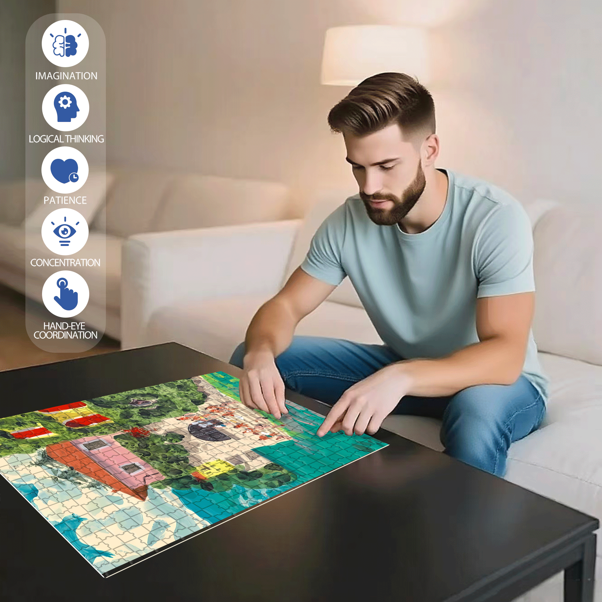 Experience The Tranquility And Profundity Of Nature 6 500pcs/1000pcs Jigsaw Puzzle, Scratch-Resistant, Interactive Family Game & Brain-Boosting DIY Decor, Perfect for Halloween, Christmas & New Year Gifts, Family Puzzle Game