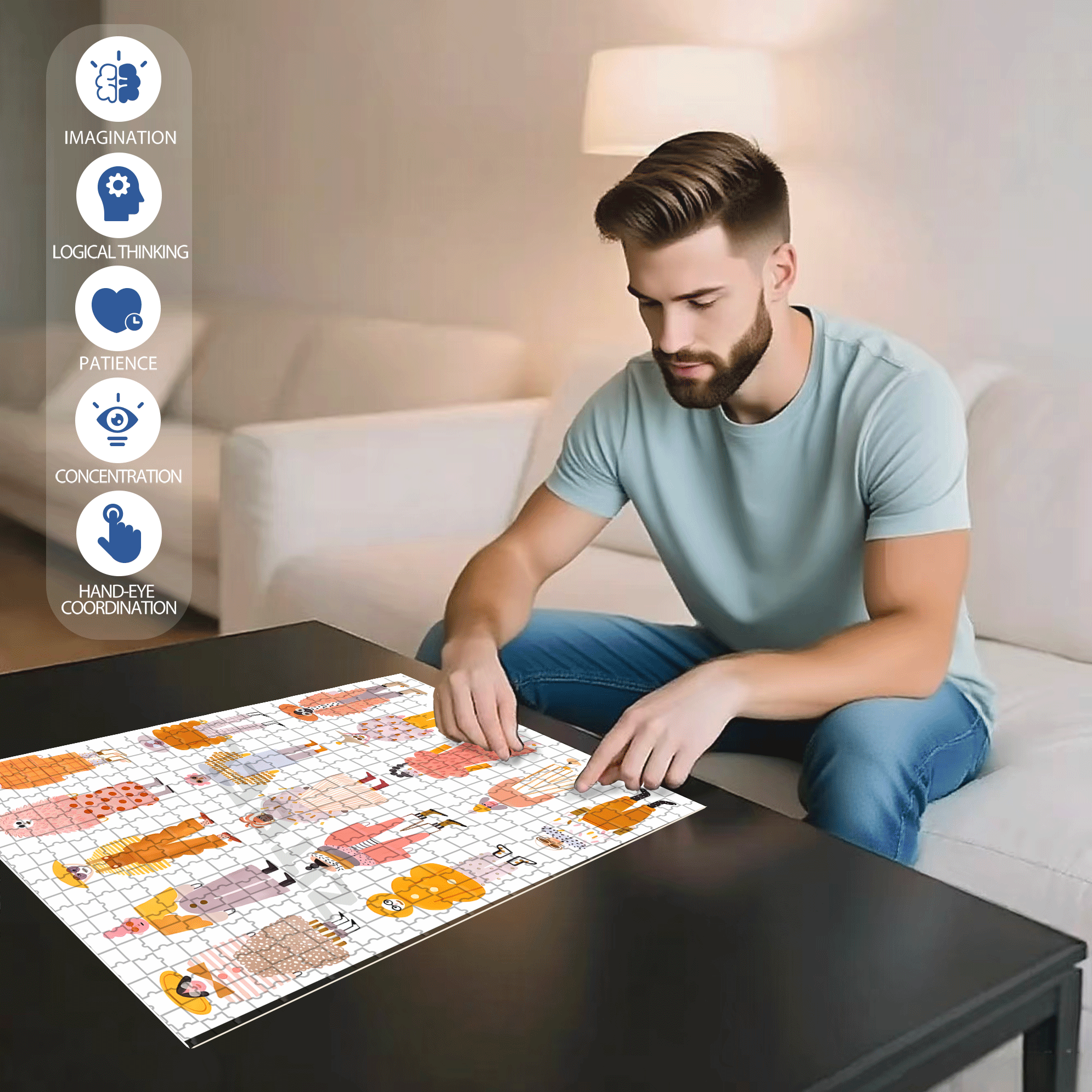 Fashion Icon 500pcs/1000pcs Jigsaw Puzzle, Scratch-Resistant, Interactive Family Game & Brain-Boosting DIY Decor, Perfect for Halloween, Christmas & New Year Gifts, Family Puzzle Game