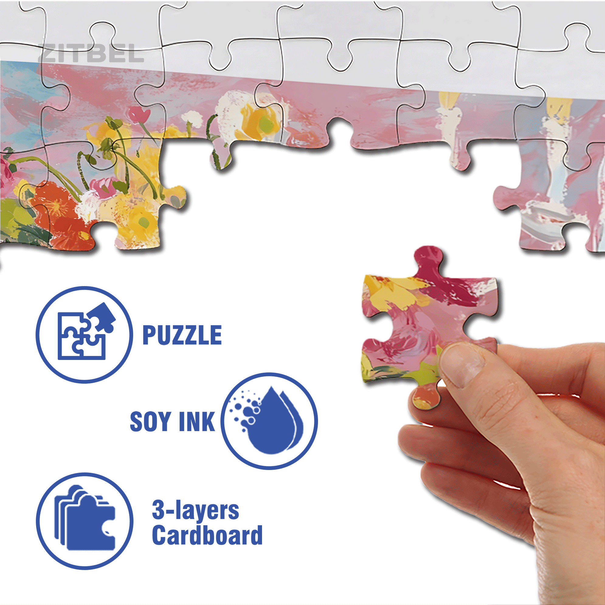 Flowers and Cats 3 500pcs/1000pcs Jigsaw Puzzle, Scratch-Resistant, Interactive Family Game & Brain-Boosting DIY Decor, Perfect for Halloween, Christmas & New Year Gifts, Family Puzzle Game