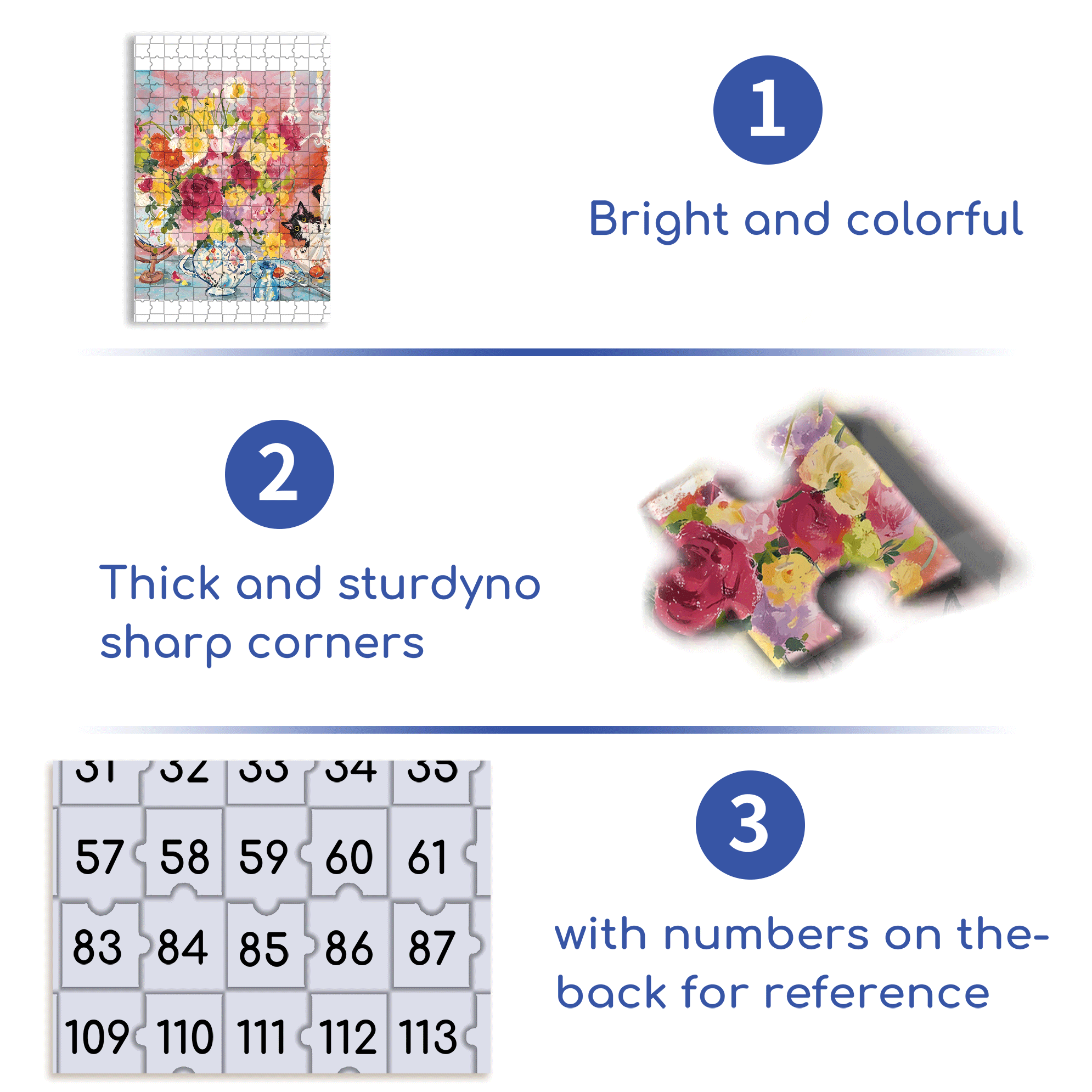 Flowers and Cats 3 500pcs/1000pcs Jigsaw Puzzle, Scratch-Resistant, Interactive Family Game & Brain-Boosting DIY Decor, Perfect for Halloween, Christmas & New Year Gifts, Family Puzzle Game