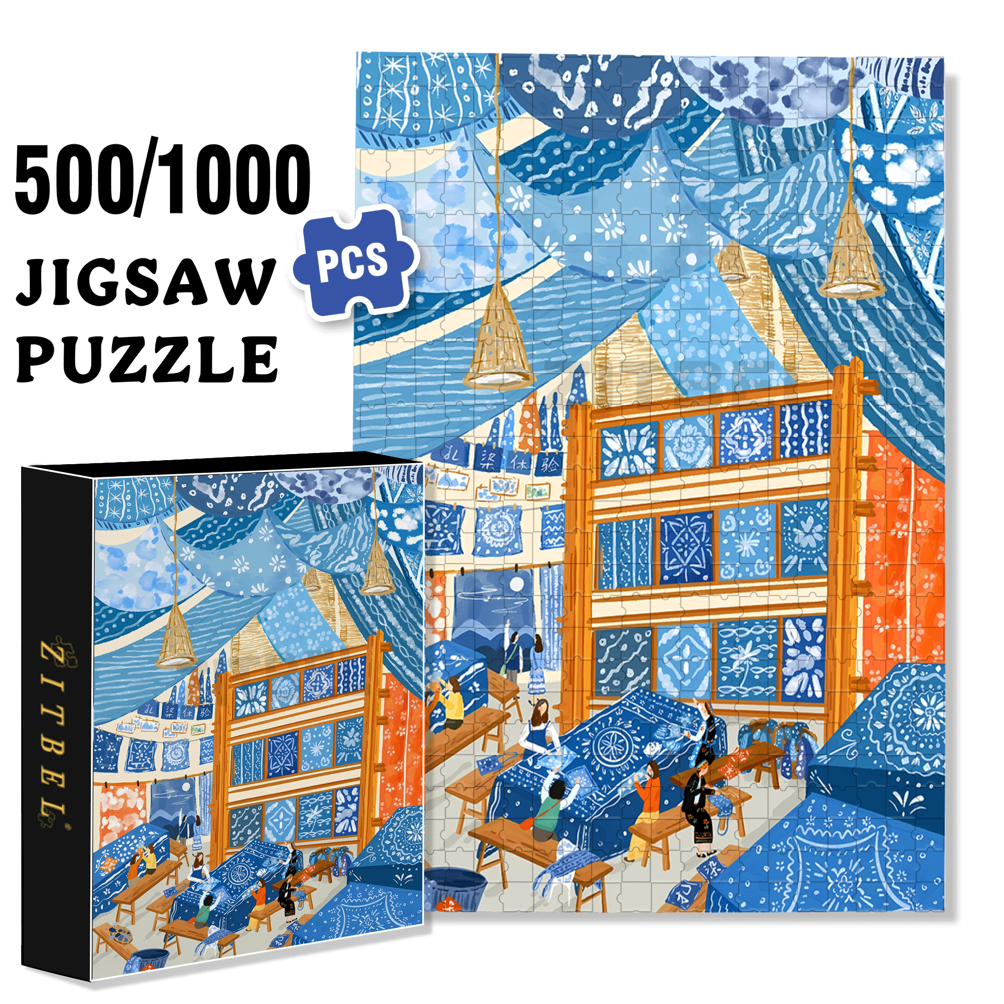 Folk Totems 500pcs/1000pcs Jigsaw Puzzle, Scratch-Resistant, Interactive Family Game & Brain-Boosting DIY Decor, Perfect for Halloween, Christmas & New Year Gifts, Family Puzzle Game