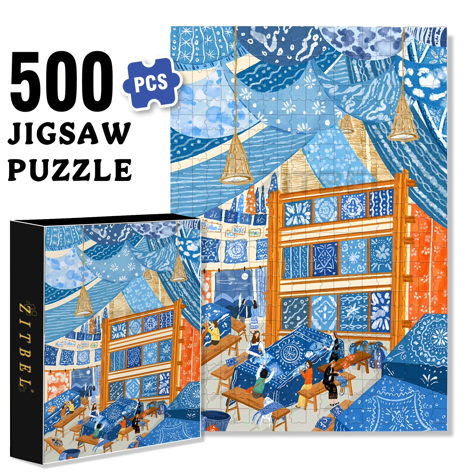 Folk Totems 500pcs/1000pcs Jigsaw Puzzle, Scratch-Resistant, Interactive Family Game & Brain-Boosting DIY Decor, Perfect for Halloween, Christmas & New Year Gifts, Family Puzzle Game