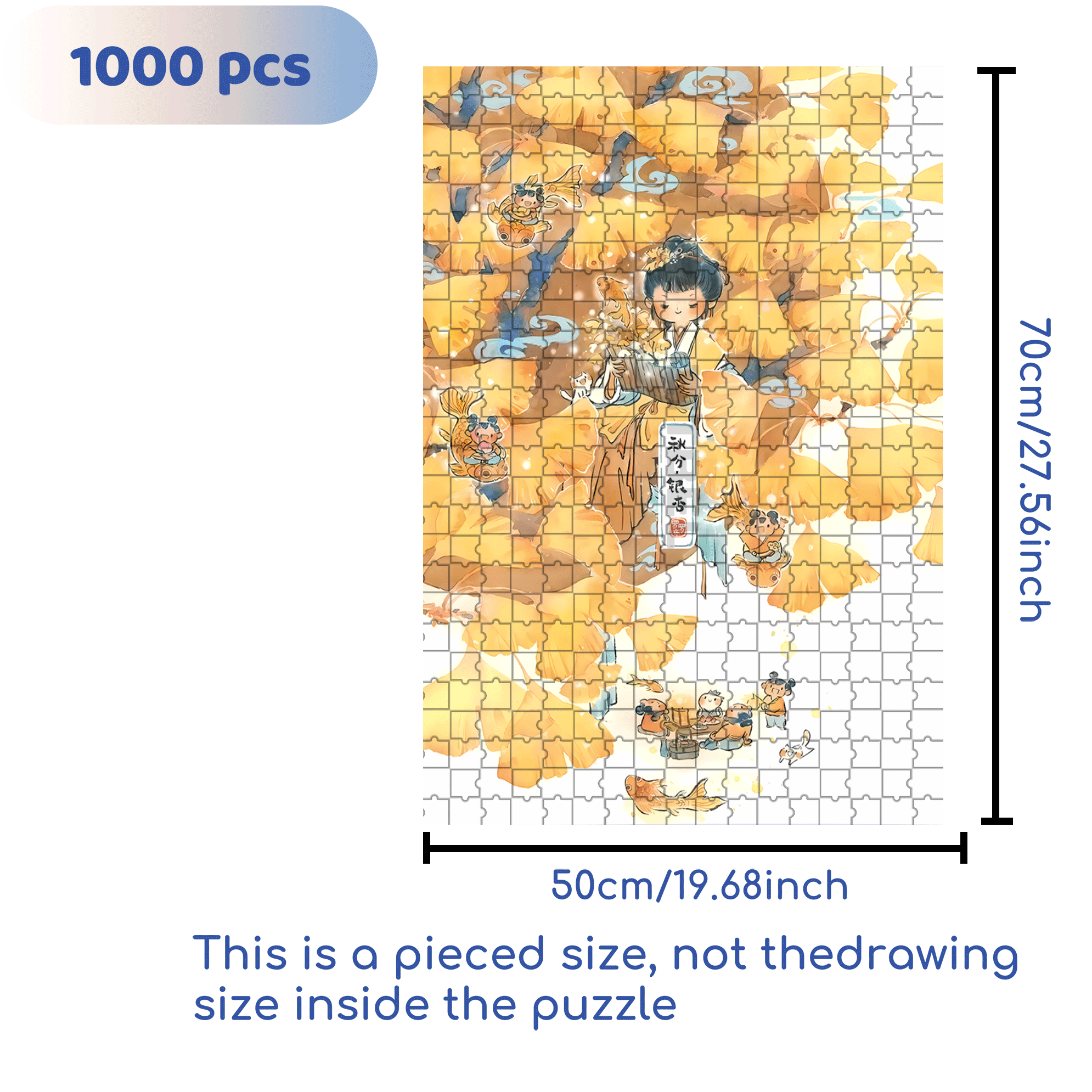 Ginkgo Tree 500pcs/1000pcs Jigsaw Puzzle, Scratch-Resistant, Interactive Family Game & Brain-Boosting DIY Decor, Perfect for Halloween, Christmas & New Year Gifts, Family Puzzle Game