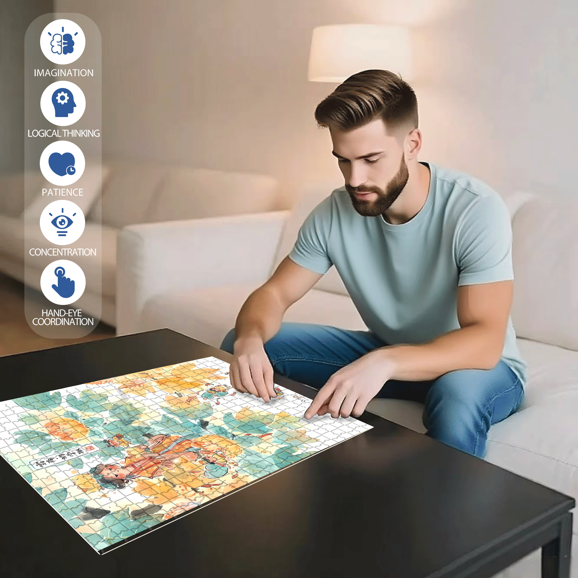 Goose Palm Tree 500pcs/1000pcs Jigsaw Puzzle, Scratch-Resistant, Interactive Family Game & Brain-Boosting DIY Decor, Perfect for Halloween, Christmas & New Year Gifts, Family Puzzle Game