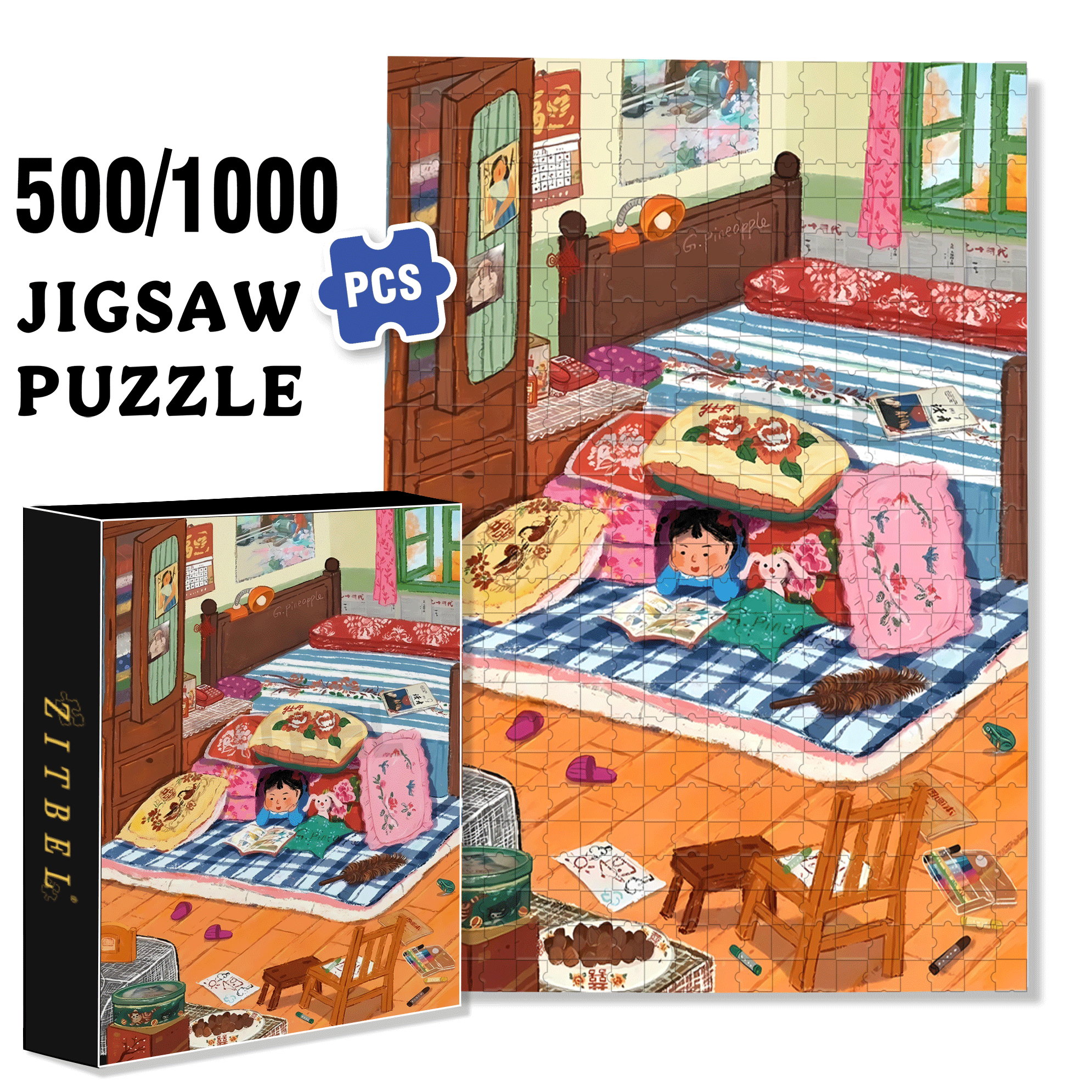 Grandma And The Little Me 3 500pcs/1000pcs Jigsaw Puzzle, Scratch-Resistant, Interactive Family Game & Brain-Boosting DIY Decor, Perfect for Halloween, Christmas & New Year Gifts, Family Puzzle Game