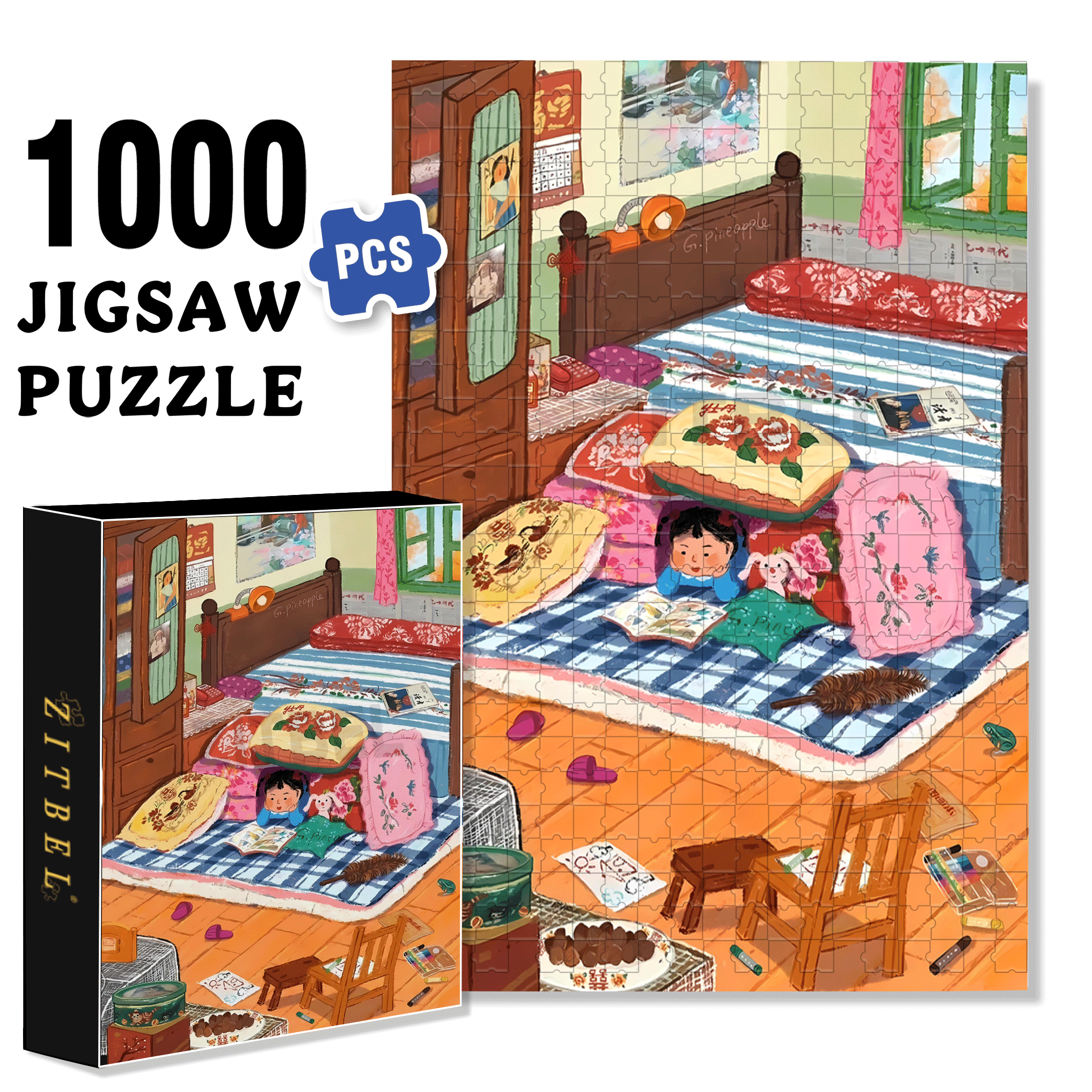 Grandma And The Little Me 3 500pcs/1000pcs Jigsaw Puzzle, Scratch-Resistant, Interactive Family Game & Brain-Boosting DIY Decor, Perfect for Halloween, Christmas & New Year Gifts, Family Puzzle Game