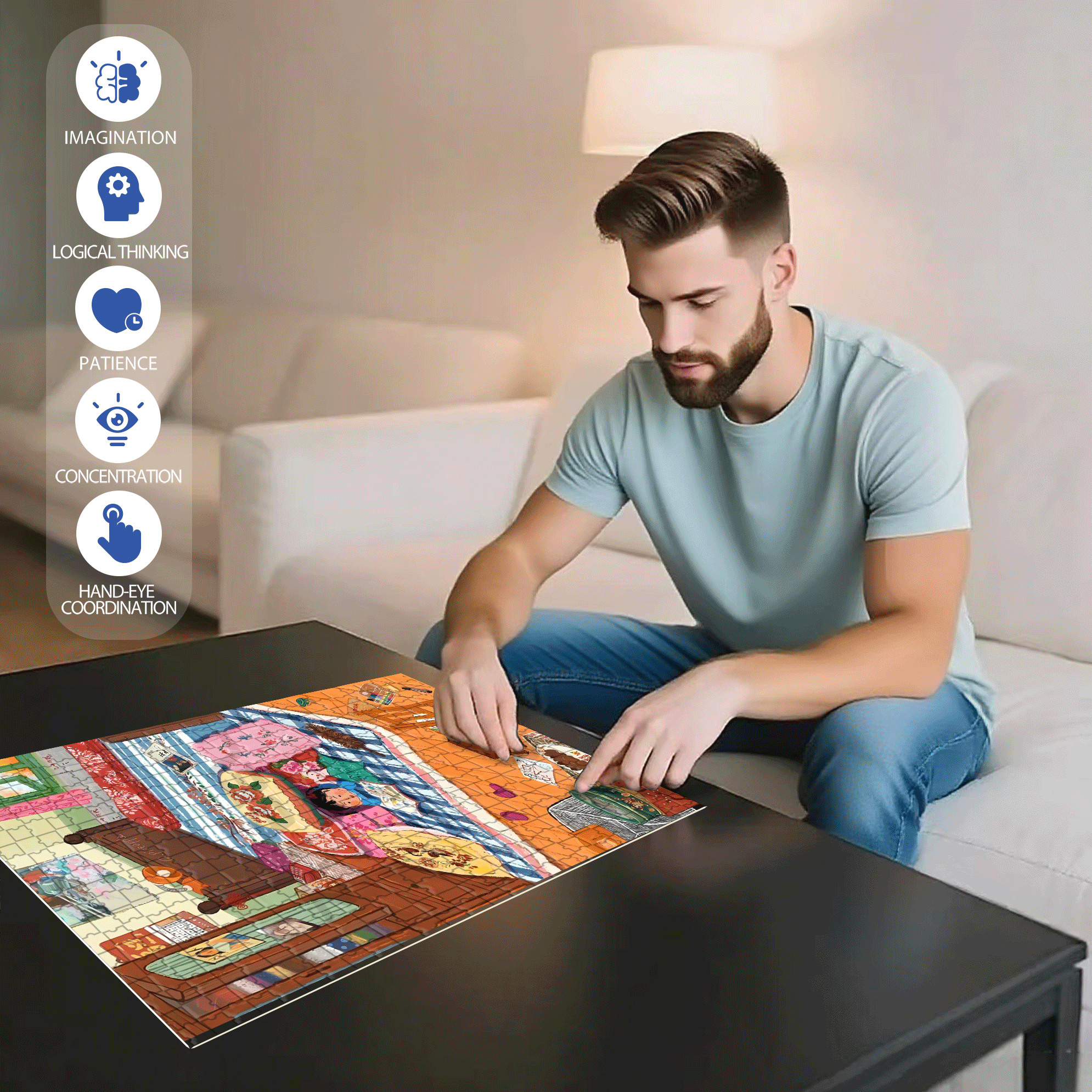 Grandma And The Little Me 3 500pcs/1000pcs Jigsaw Puzzle, Scratch-Resistant, Interactive Family Game & Brain-Boosting DIY Decor, Perfect for Halloween, Christmas & New Year Gifts, Family Puzzle Game