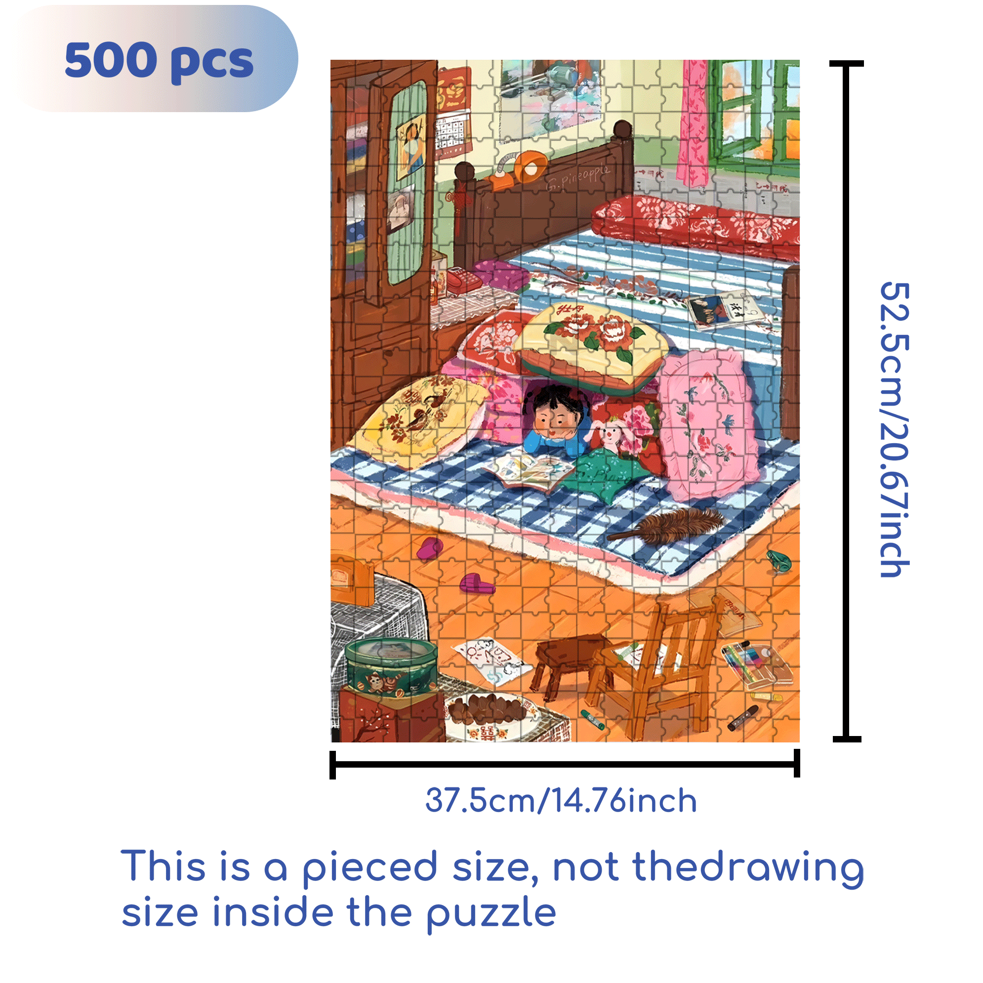 Grandma And The Little Me 3 500pcs/1000pcs Jigsaw Puzzle, Scratch-Resistant, Interactive Family Game & Brain-Boosting DIY Decor, Perfect for Halloween, Christmas & New Year Gifts, Family Puzzle Game