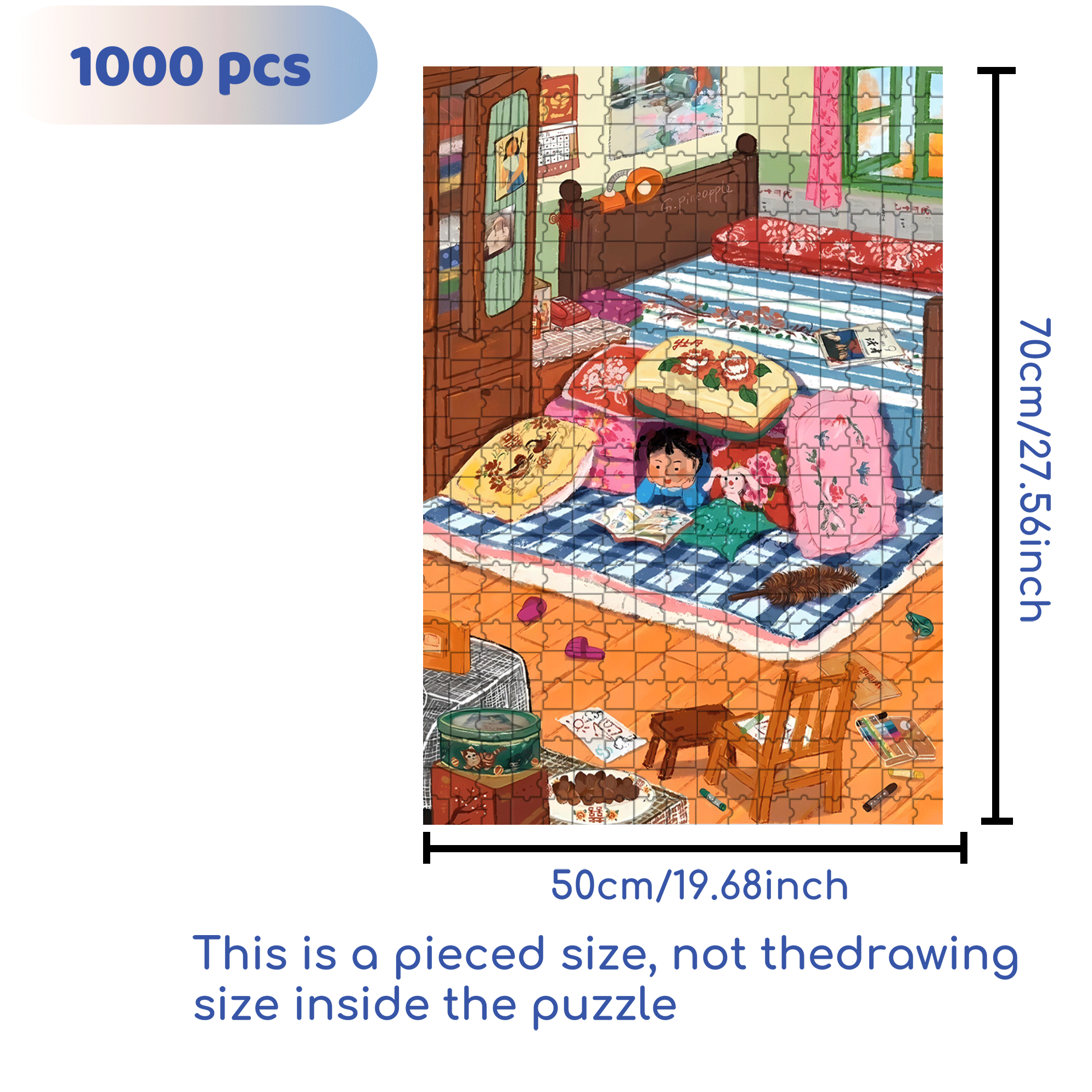 Grandma And The Little Me 3 500pcs/1000pcs Jigsaw Puzzle, Scratch-Resistant, Interactive Family Game & Brain-Boosting DIY Decor, Perfect for Halloween, Christmas & New Year Gifts, Family Puzzle Game