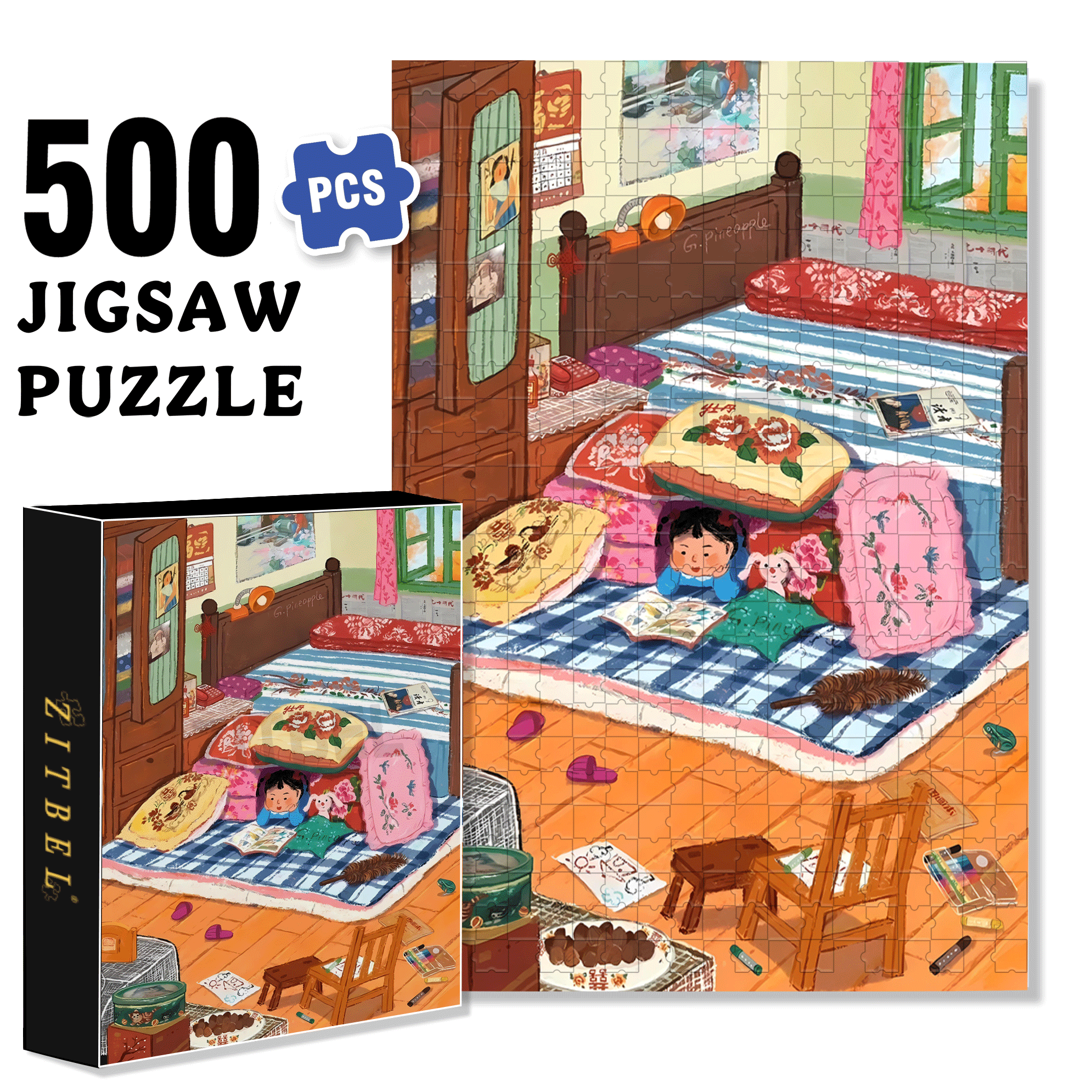 Grandma And The Little Me 3 500pcs/1000pcs Jigsaw Puzzle, Scratch-Resistant, Interactive Family Game & Brain-Boosting DIY Decor, Perfect for Halloween, Christmas & New Year Gifts, Family Puzzle Game
