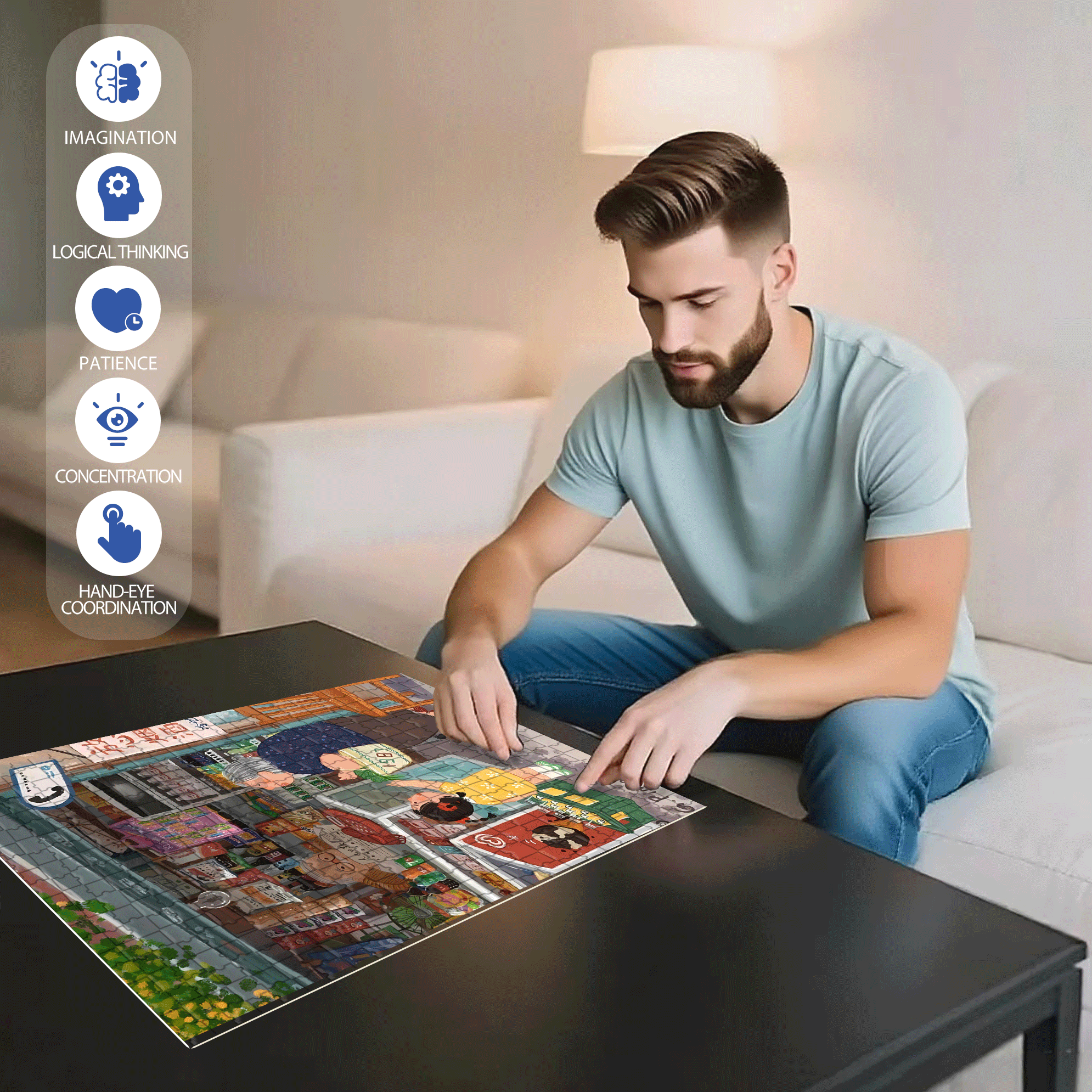 Grandma And The Little Me 5 500pcs/1000pcs Jigsaw Puzzle, Scratch-Resistant, Interactive Family Game & Brain-Boosting DIY Decor, Perfect for Halloween, Christmas & New Year Gifts, Family Puzzle Game