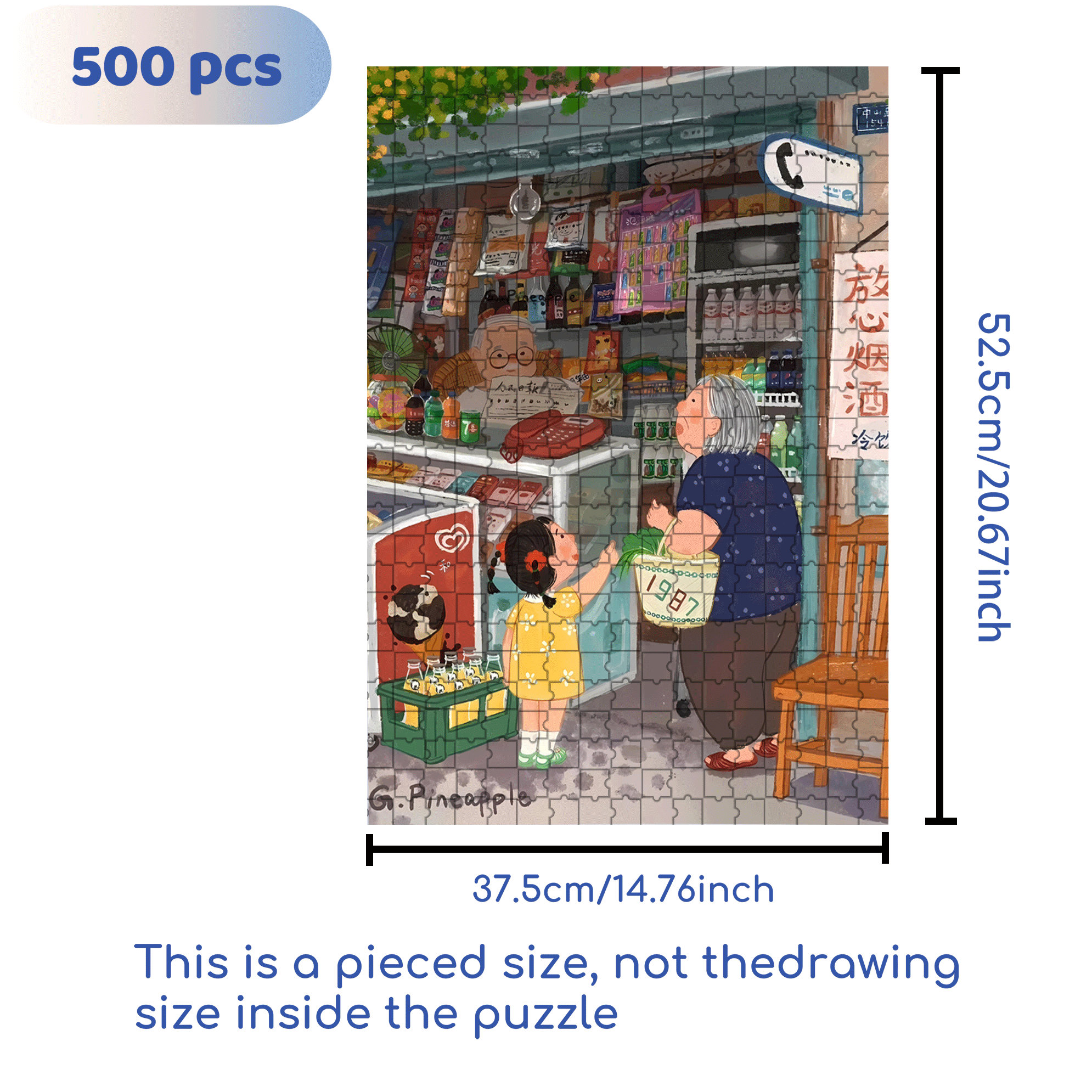 Grandma And The Little Me 5 500pcs/1000pcs Jigsaw Puzzle, Scratch-Resistant, Interactive Family Game & Brain-Boosting DIY Decor, Perfect for Halloween, Christmas & New Year Gifts, Family Puzzle Game