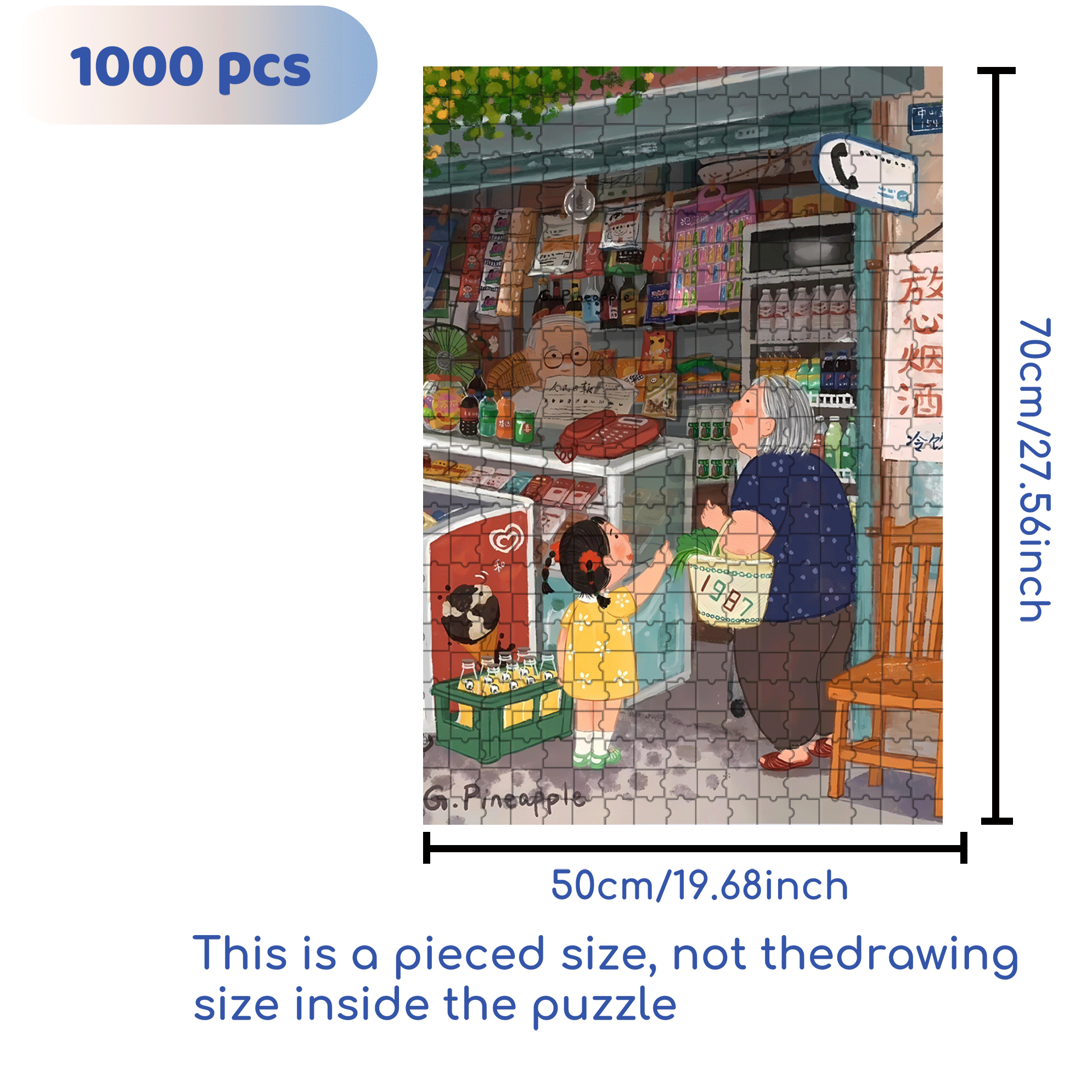 Grandma And The Little Me 5 500pcs/1000pcs Jigsaw Puzzle, Scratch-Resistant, Interactive Family Game & Brain-Boosting DIY Decor, Perfect for Halloween, Christmas & New Year Gifts, Family Puzzle Game