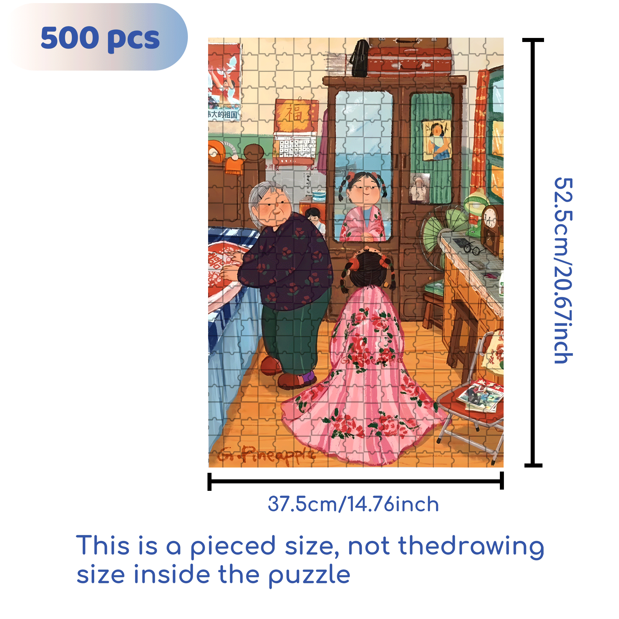 Grandma And The Little Me 500pcs/1000pcs Jigsaw Puzzle, Scratch-Resistant, Interactive Family Game & Brain-Boosting DIY Decor, Perfect for Halloween, Christmas & New Year Gifts, Family Puzzle Game
