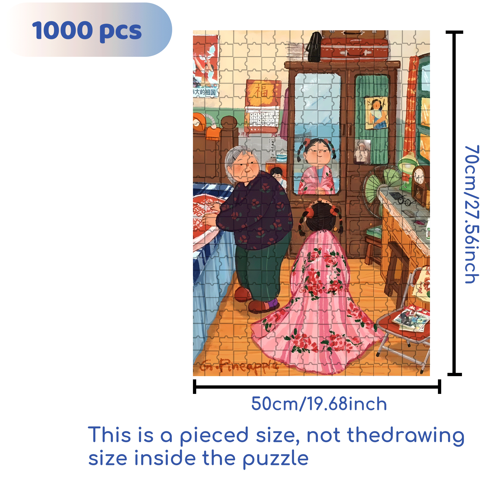 Grandma And The Little Me 500pcs/1000pcs Jigsaw Puzzle, Scratch-Resistant, Interactive Family Game & Brain-Boosting DIY Decor, Perfect for Halloween, Christmas & New Year Gifts, Family Puzzle Game