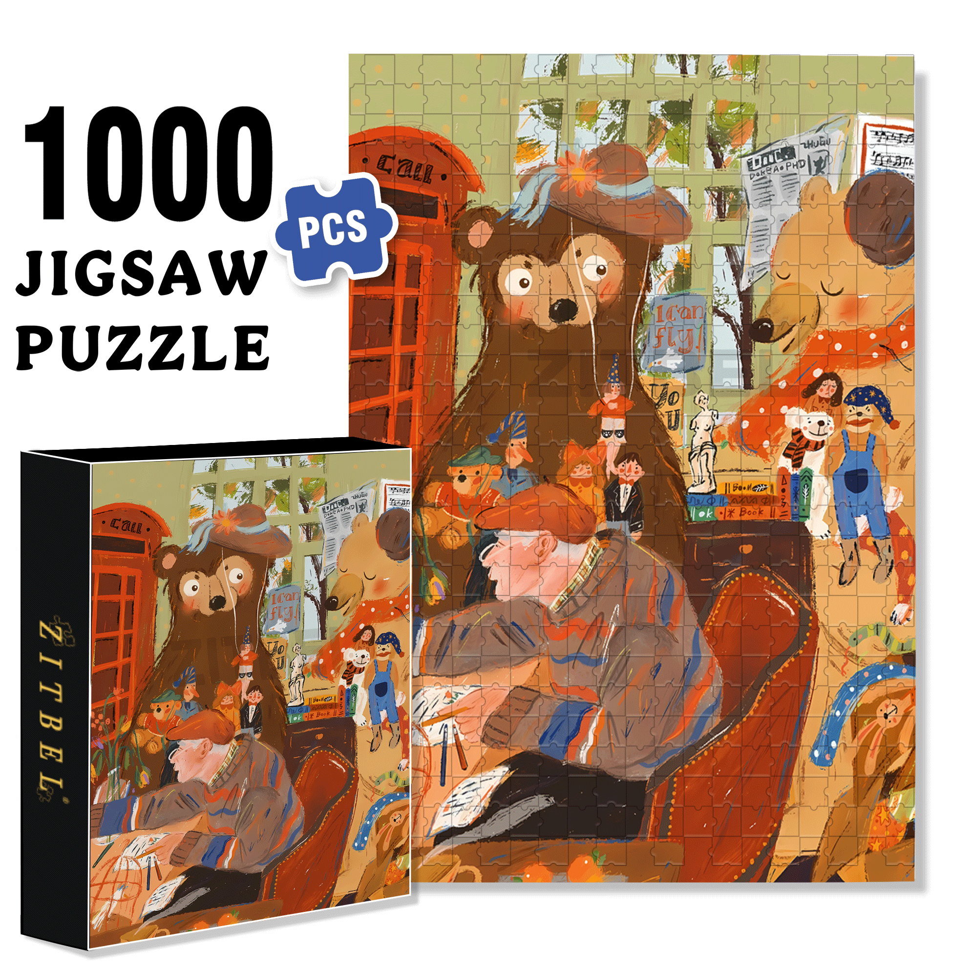 Grandpa's Story 500pcs/1000pcs Jigsaw Puzzle, Scratch-Resistant, Interactive Family Game & Brain-Boosting DIY Decor, Perfect for Halloween, Christmas & New Year Gifts, Family Puzzle Game
