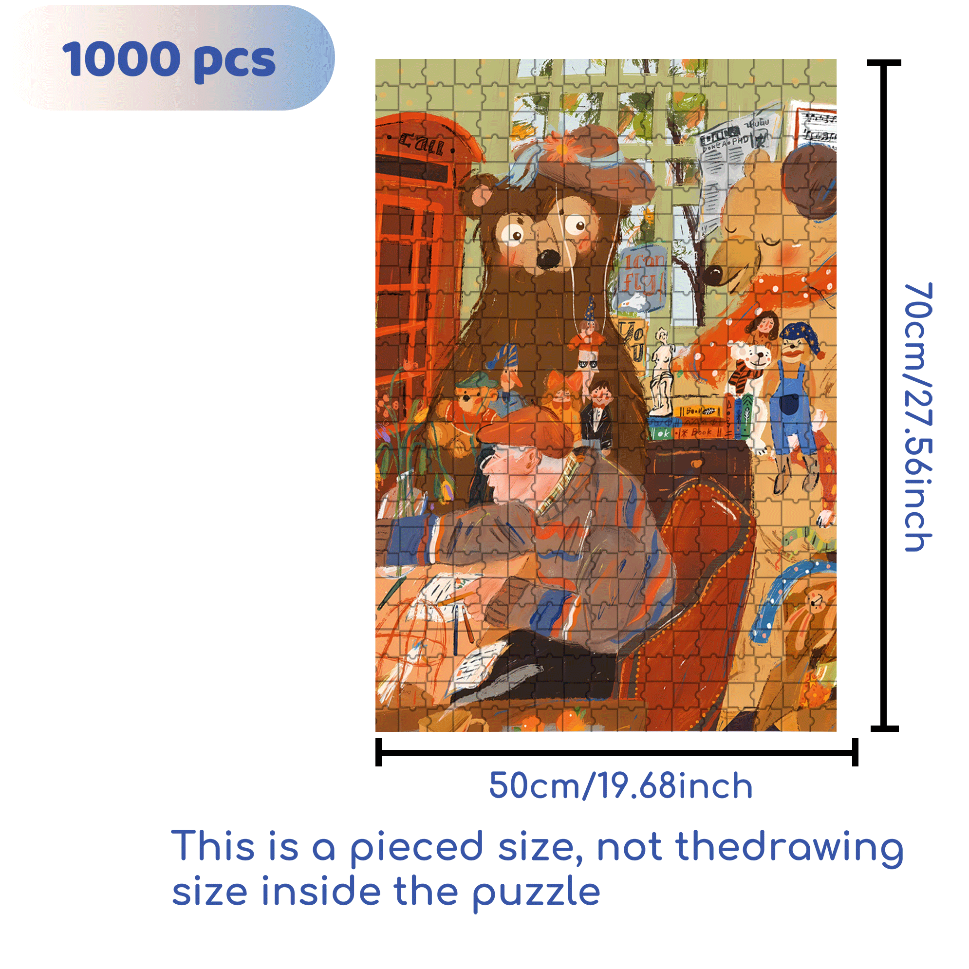 Grandpa's Story 500pcs/1000pcs Jigsaw Puzzle, Scratch-Resistant, Interactive Family Game & Brain-Boosting DIY Decor, Perfect for Halloween, Christmas & New Year Gifts, Family Puzzle Game