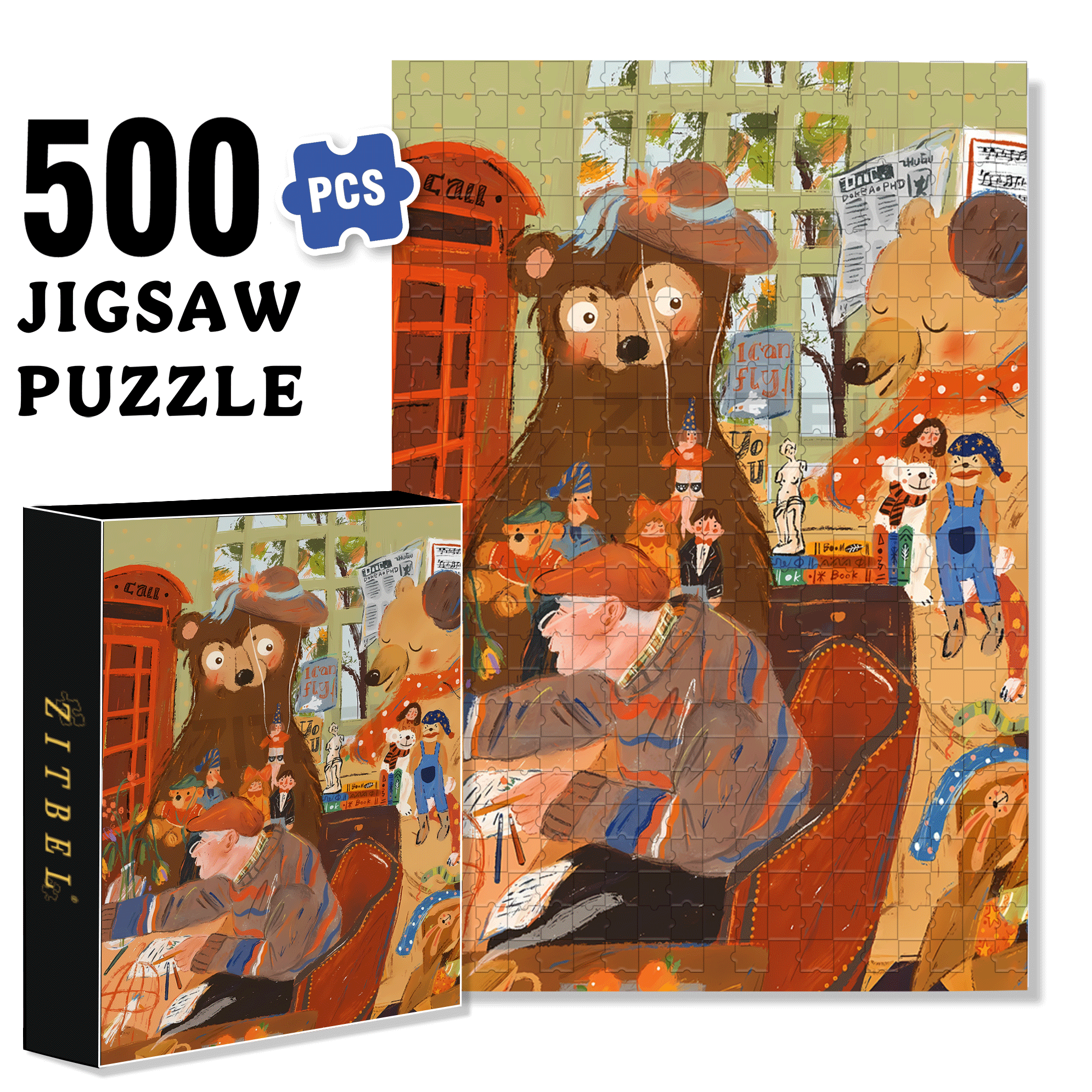 Grandpa's Story 500pcs/1000pcs Jigsaw Puzzle, Scratch-Resistant, Interactive Family Game & Brain-Boosting DIY Decor, Perfect for Halloween, Christmas & New Year Gifts, Family Puzzle Game