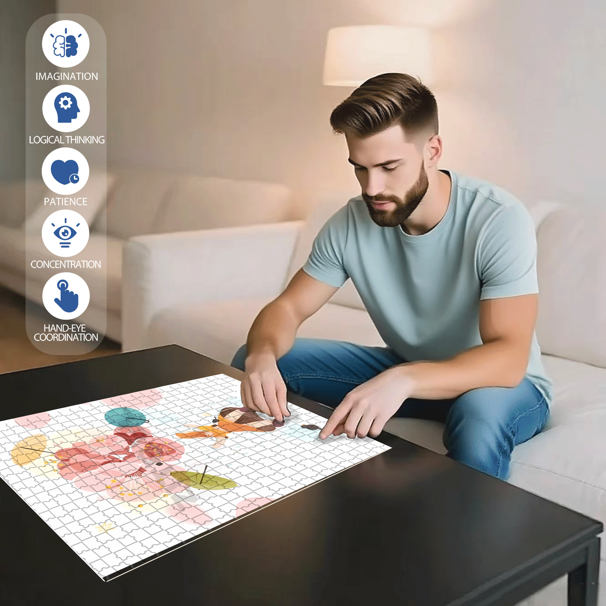 Inspiration Fragments 500pcs/1000pcs Jigsaw Puzzle, Scratch-Resistant, Interactive Family Game & Brain-Boosting DIY Decor, Perfect for Halloween, Christmas & New Year Gifts, Family Puzzle Game