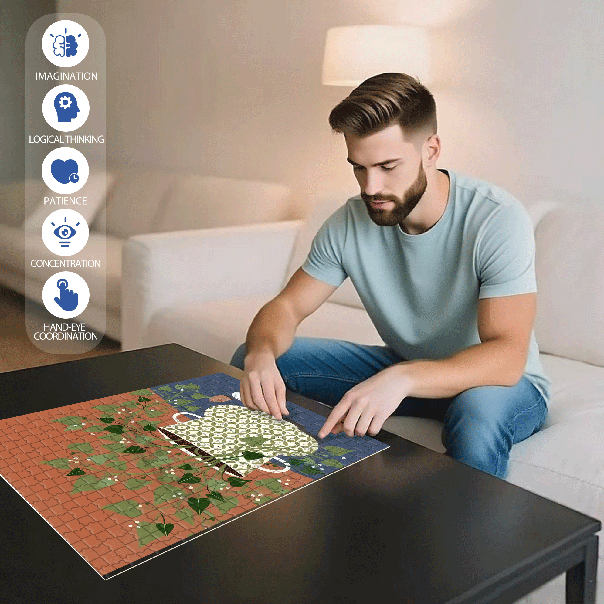 Live Your Life In A Gentle Manner 6 500pcs/1000pcs Jigsaw Puzzle, Scratch-Resistant, Interactive Family Game & Brain-Boosting DIY Decor, Perfect for Halloween, Christmas & New Year Gifts, Family Puzzle Game