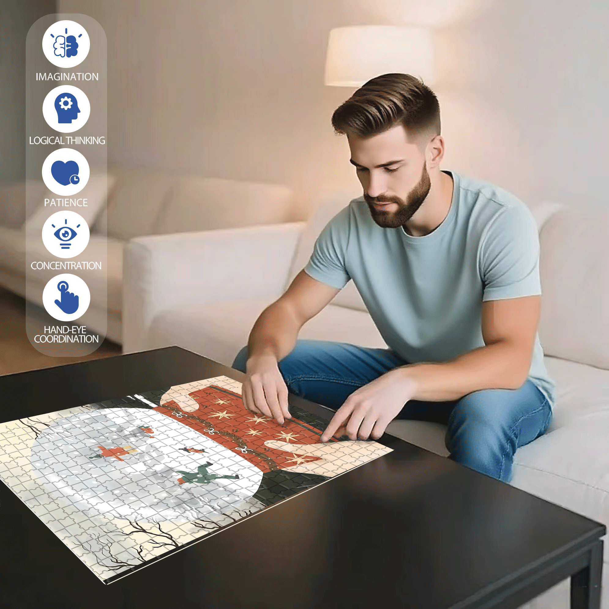 Live Your Life In A Gentle Manner 9 500pcs/1000pcs Jigsaw Puzzle, Scratch-Resistant, Interactive Family Game & Brain-Boosting DIY Decor, Perfect for Halloween, Christmas & New Year Gifts, Family Puzzle Game