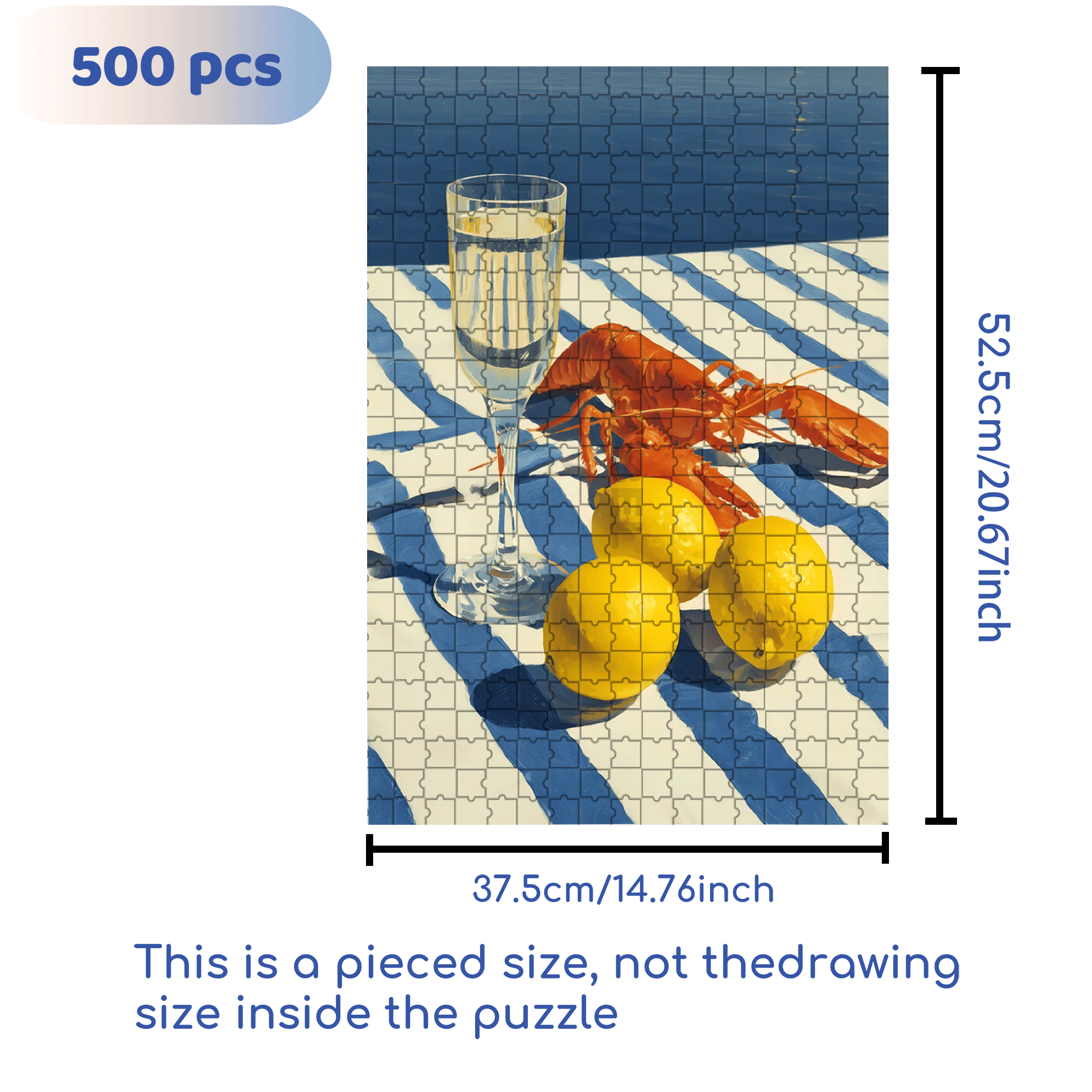 Lobster and Lemon 500pcs/1000pcs Jigsaw Puzzle, Scratch-Resistant, Interactive Family Game & Brain-Boosting DIY Decor, Perfect for Halloween, Christmas & New Year Gifts, Family Puzzle Game